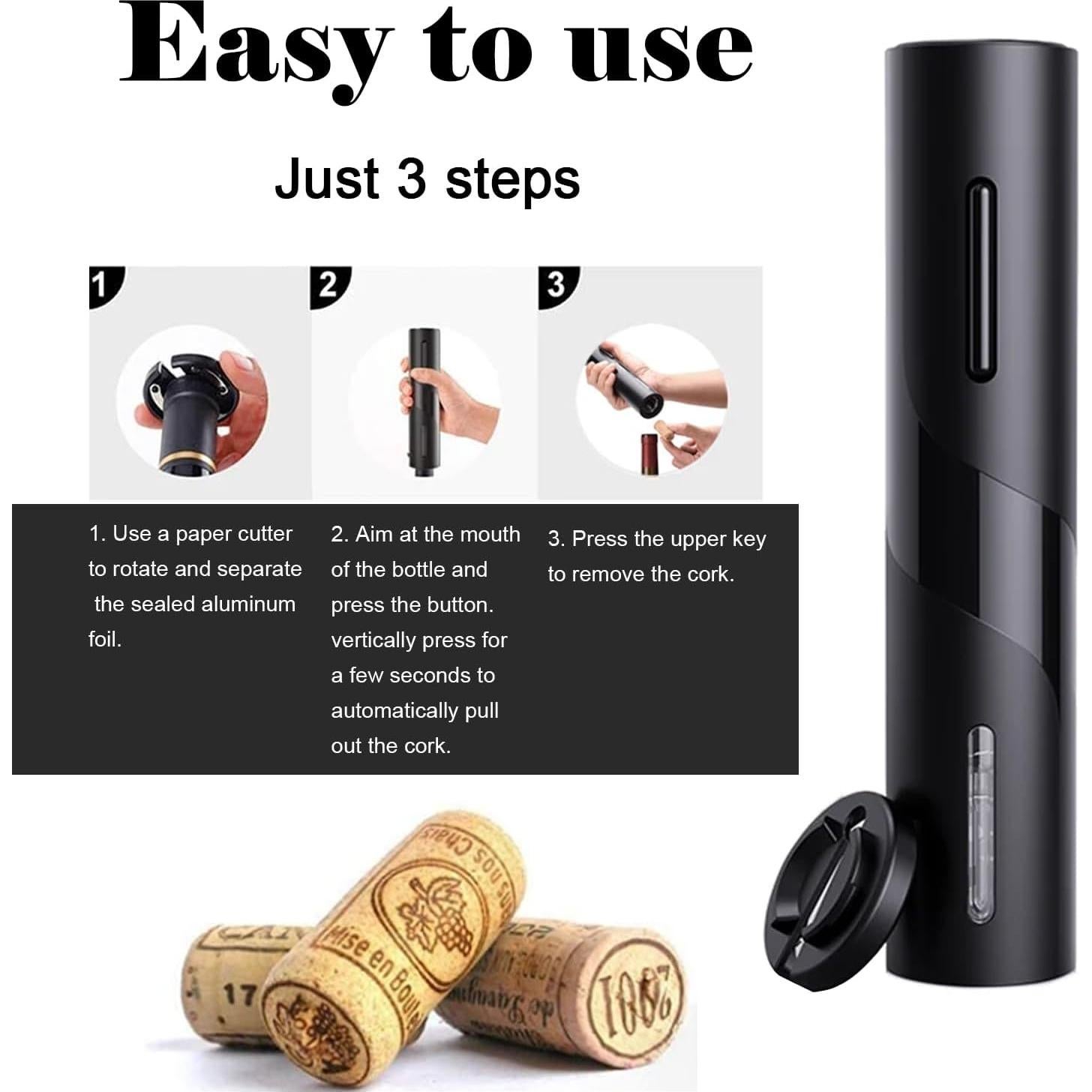 Abridor de Vino Eléctrico Danett 4 en 1 con Accesorios