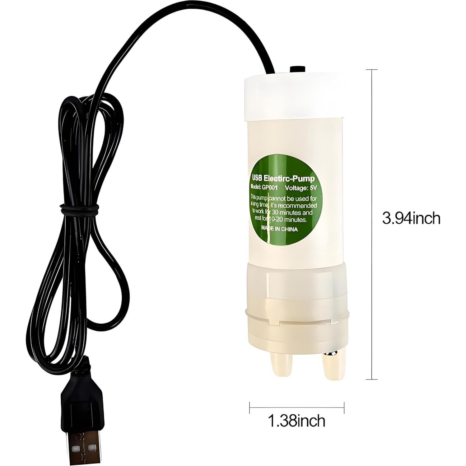 Bomba eléctrica autocebante Yintie USB 5V 2L/min con manguera