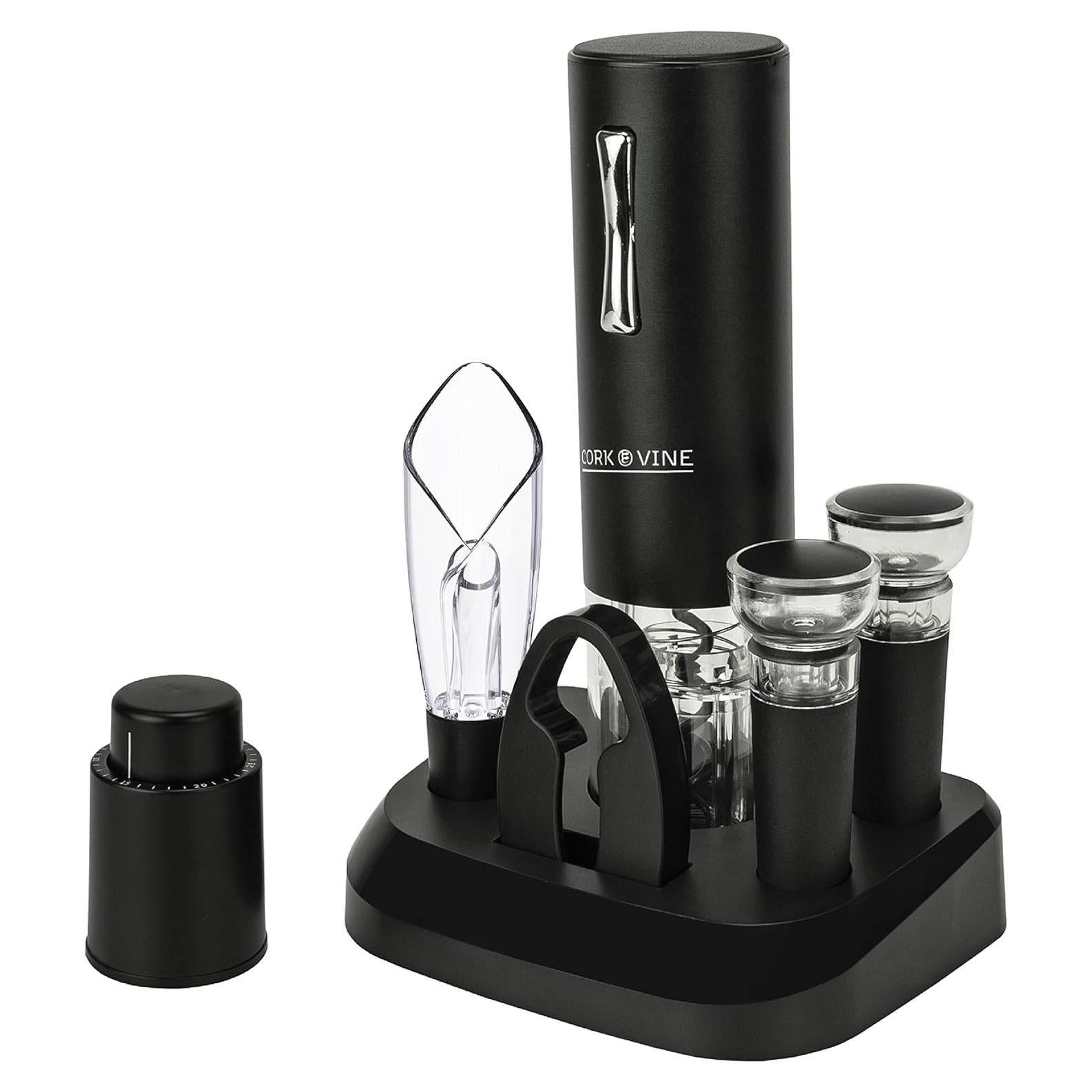 Juego de Vino 7 Piezas Cork & Vine - Sacacorchos Recargable