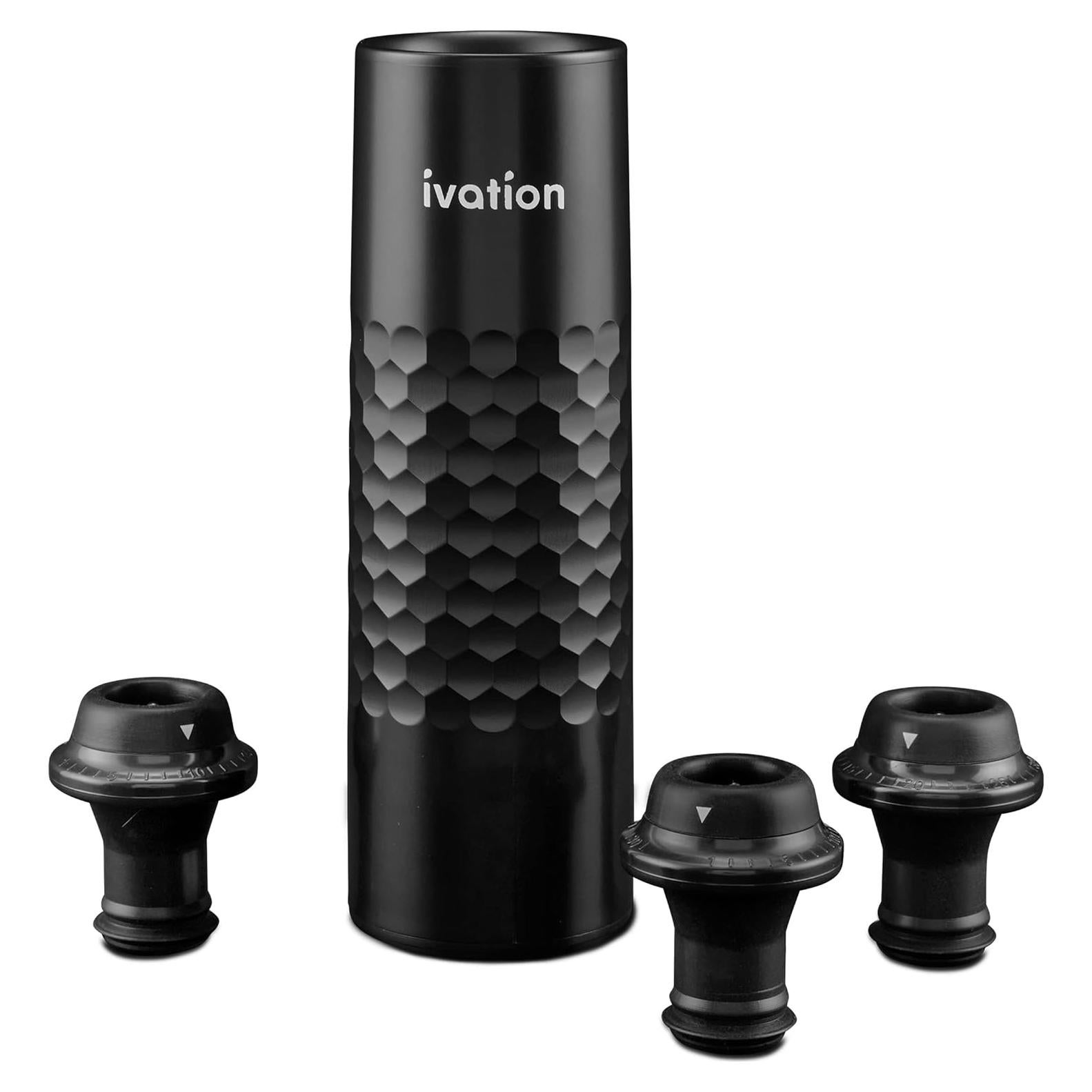 Bomba de Vino Recargable Ivation con 4 Tapones y Cargador USB