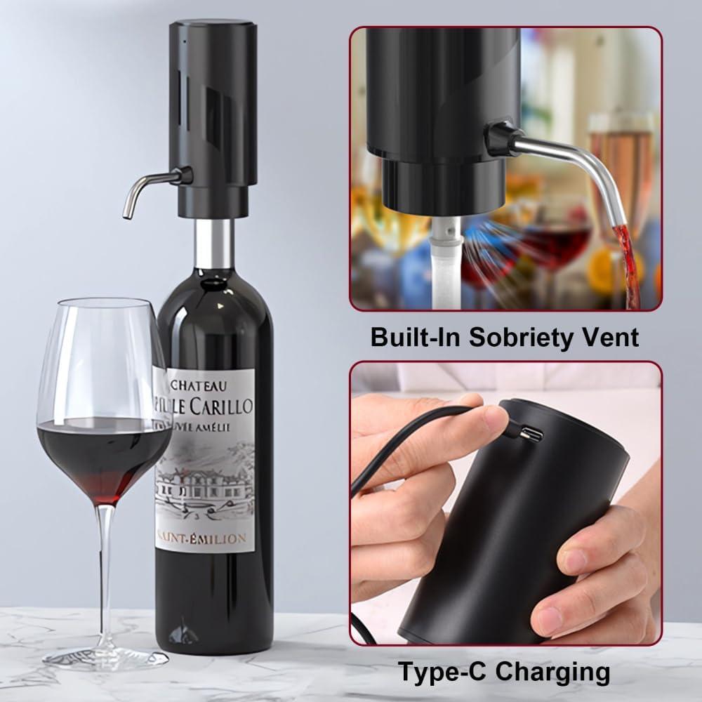Electric Wine Decanter, Automatic Wine Aerator Portable Wine Pourer and Dispenser for Women and Wine Lovers
