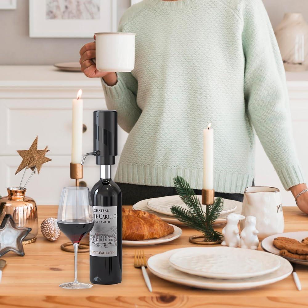 Electric Wine Decanter, Automatic Wine Aerator Portable Wine Pourer and Dispenser for Women and Wine Lovers