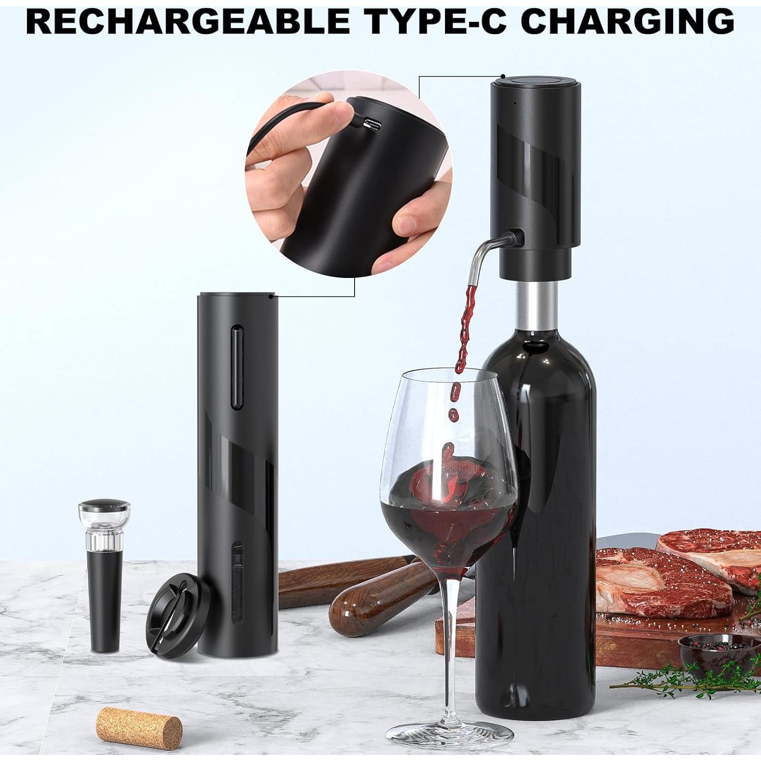 COKUNST Set Abrebotellas Eléctrico 4-en-1 Negro SGS-KD-7