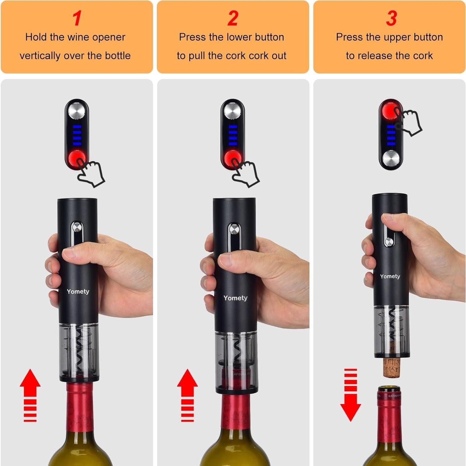 Juego de abridor eléctrico Yomety con accesorios para vino