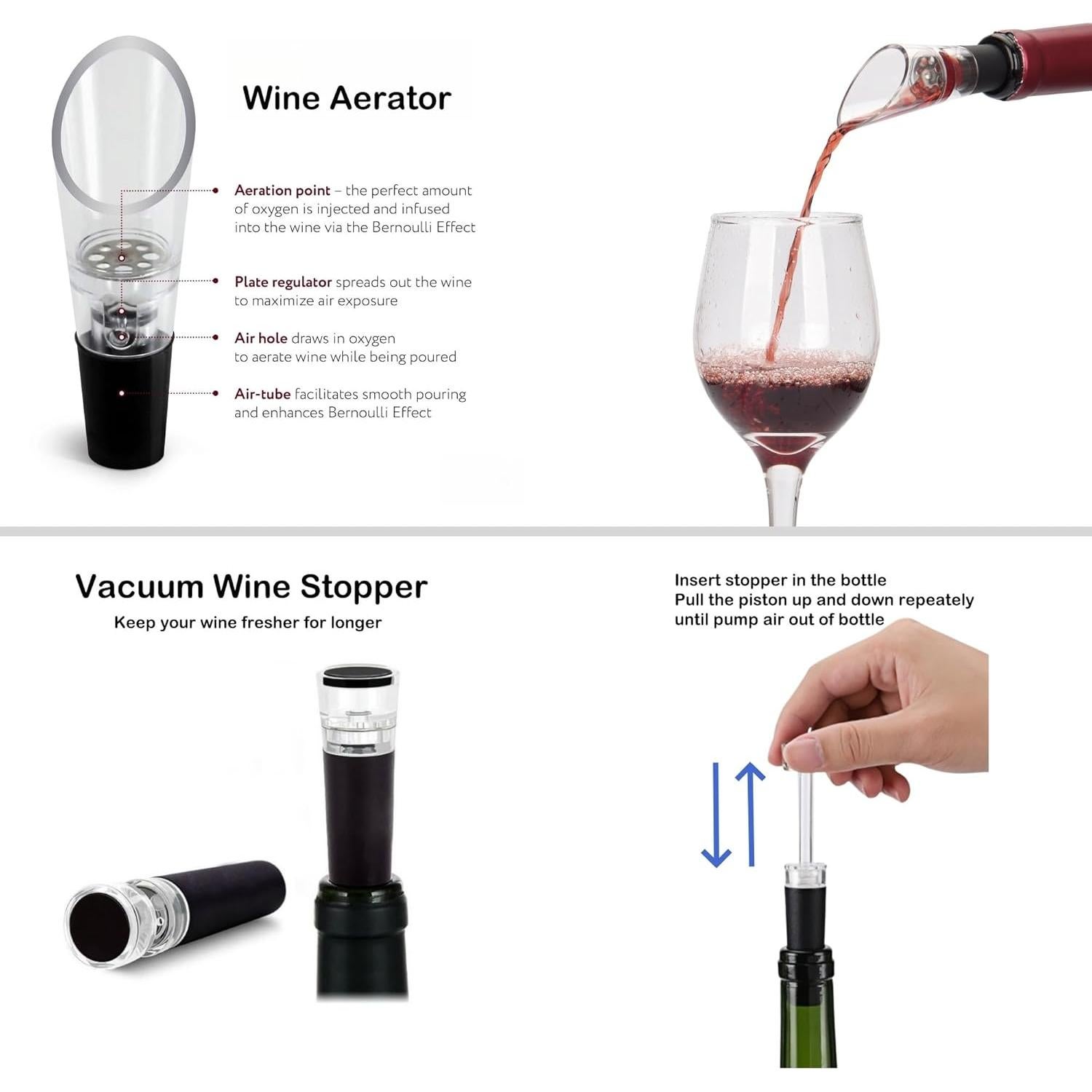 Juego de abridor eléctrico Yomety con accesorios para vino