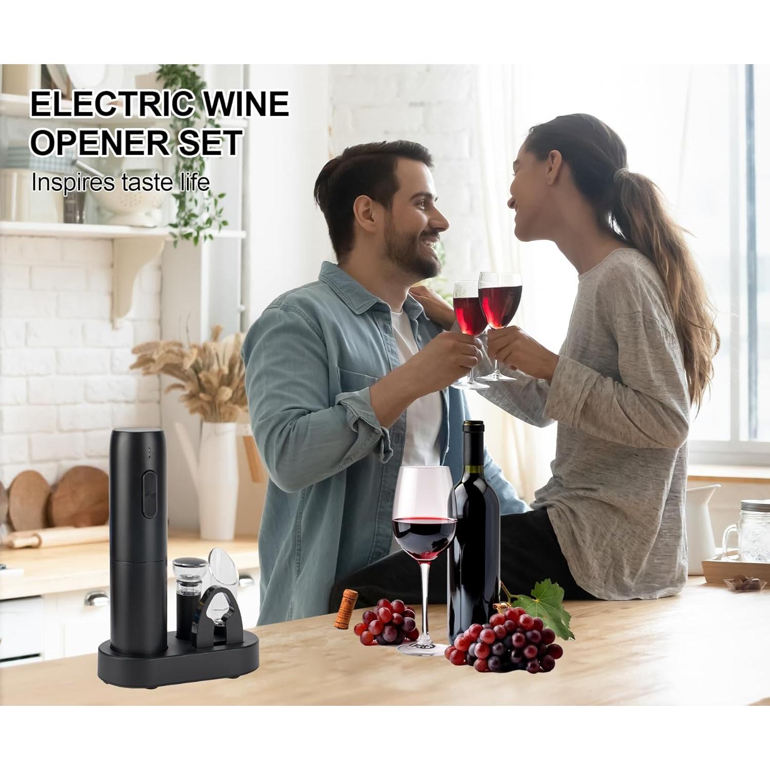Juego de abridor de vino eléctrico Exptolii 5 en 1 recargable