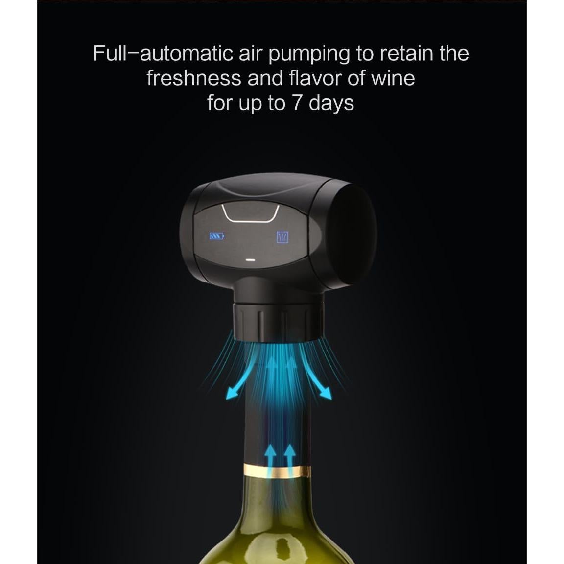 Tapón de Vino Eléctrico Kavydens con Bomba de Vacío