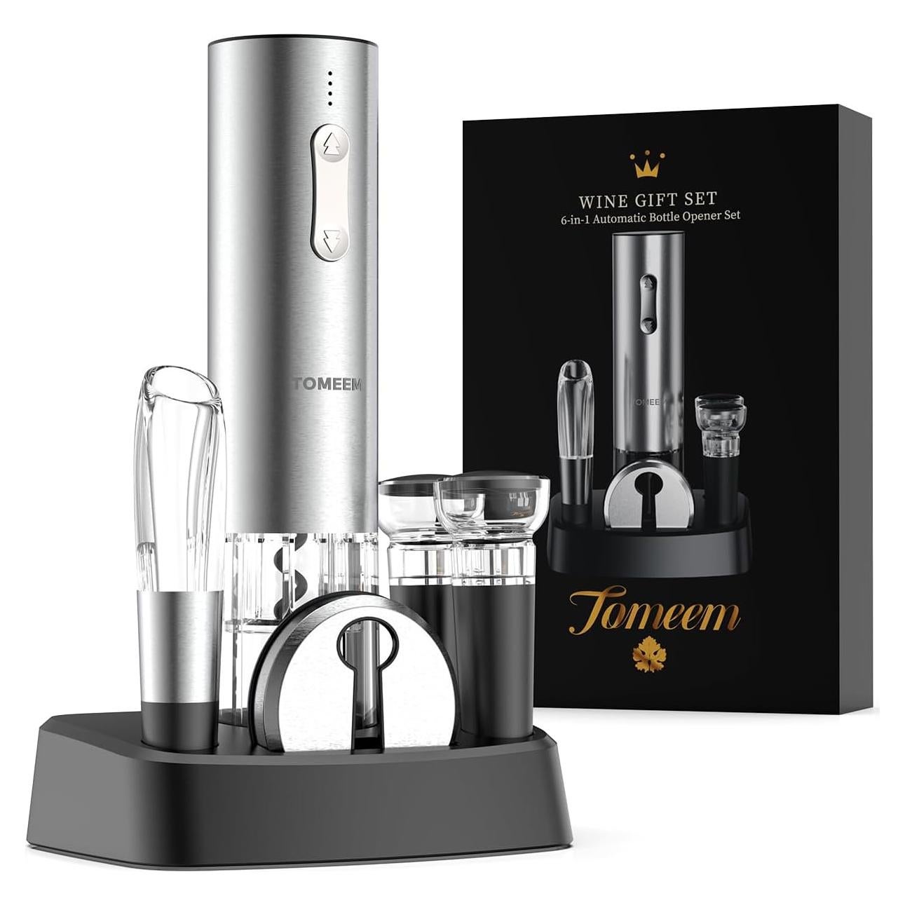 Juego de Sacacorchos Eléctrico TOMEEM con Accesorios de Vino