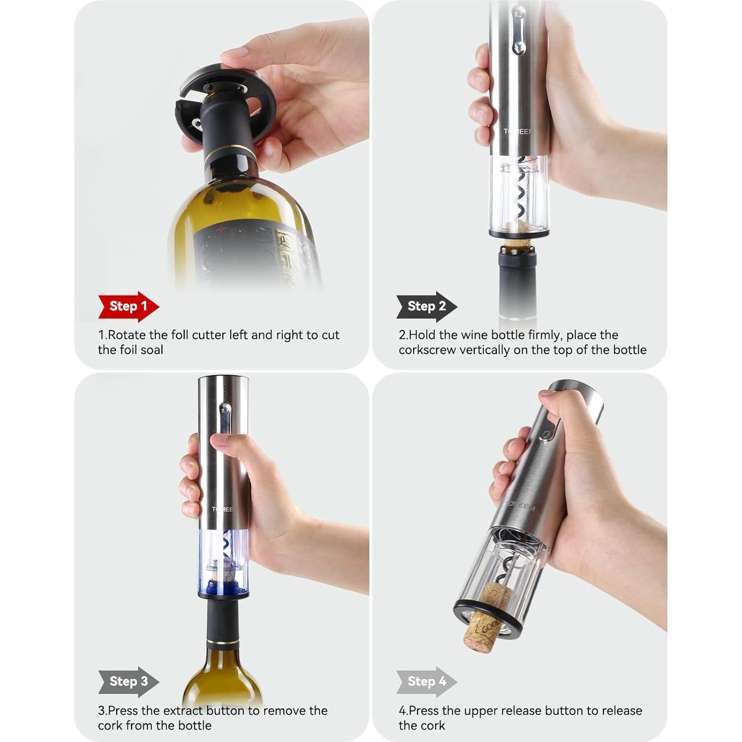 Juego de Sacacorchos Eléctrico TOMEEM con Accesorios de Vino