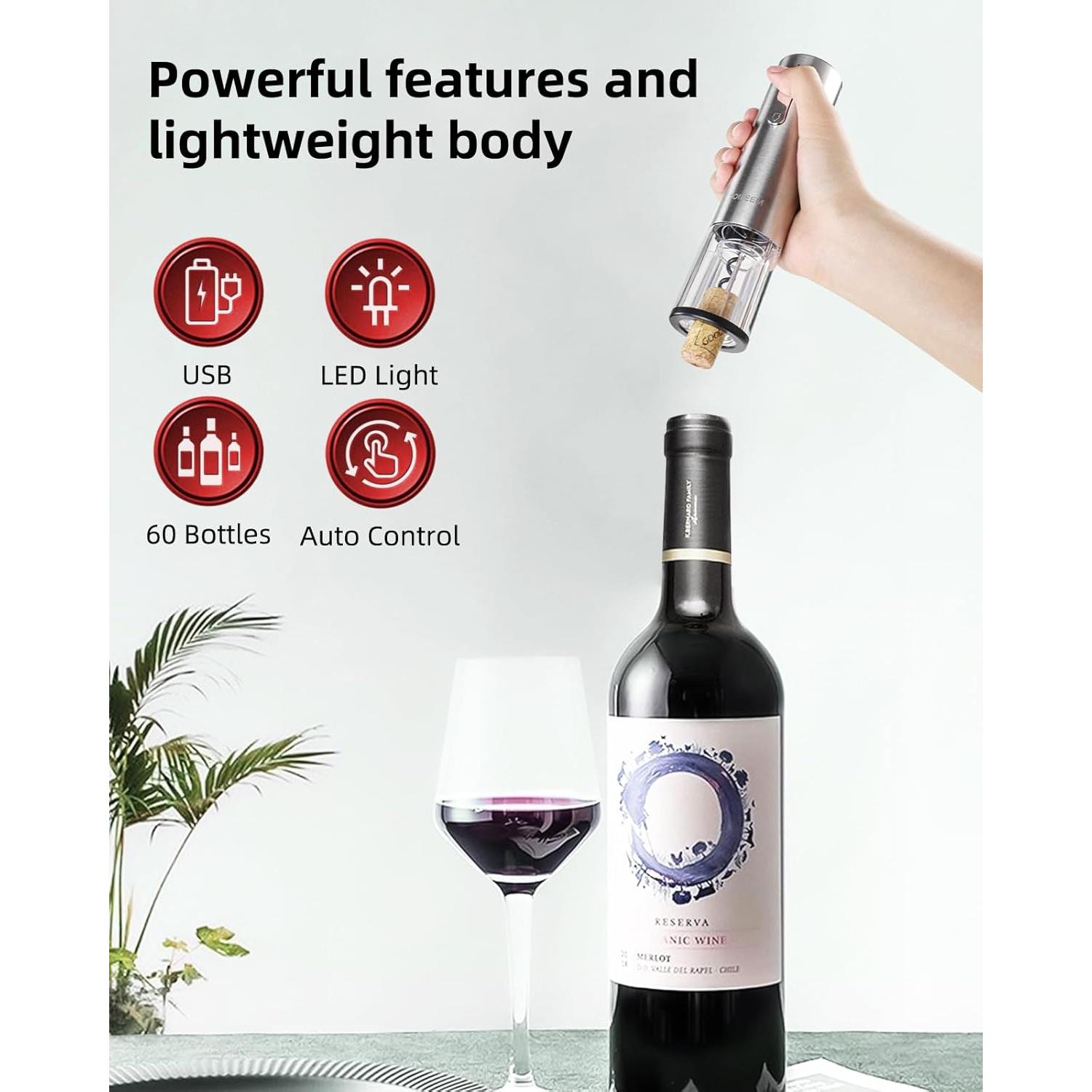 Juego de Sacacorchos Eléctrico TOMEEM con Accesorios de Vino
