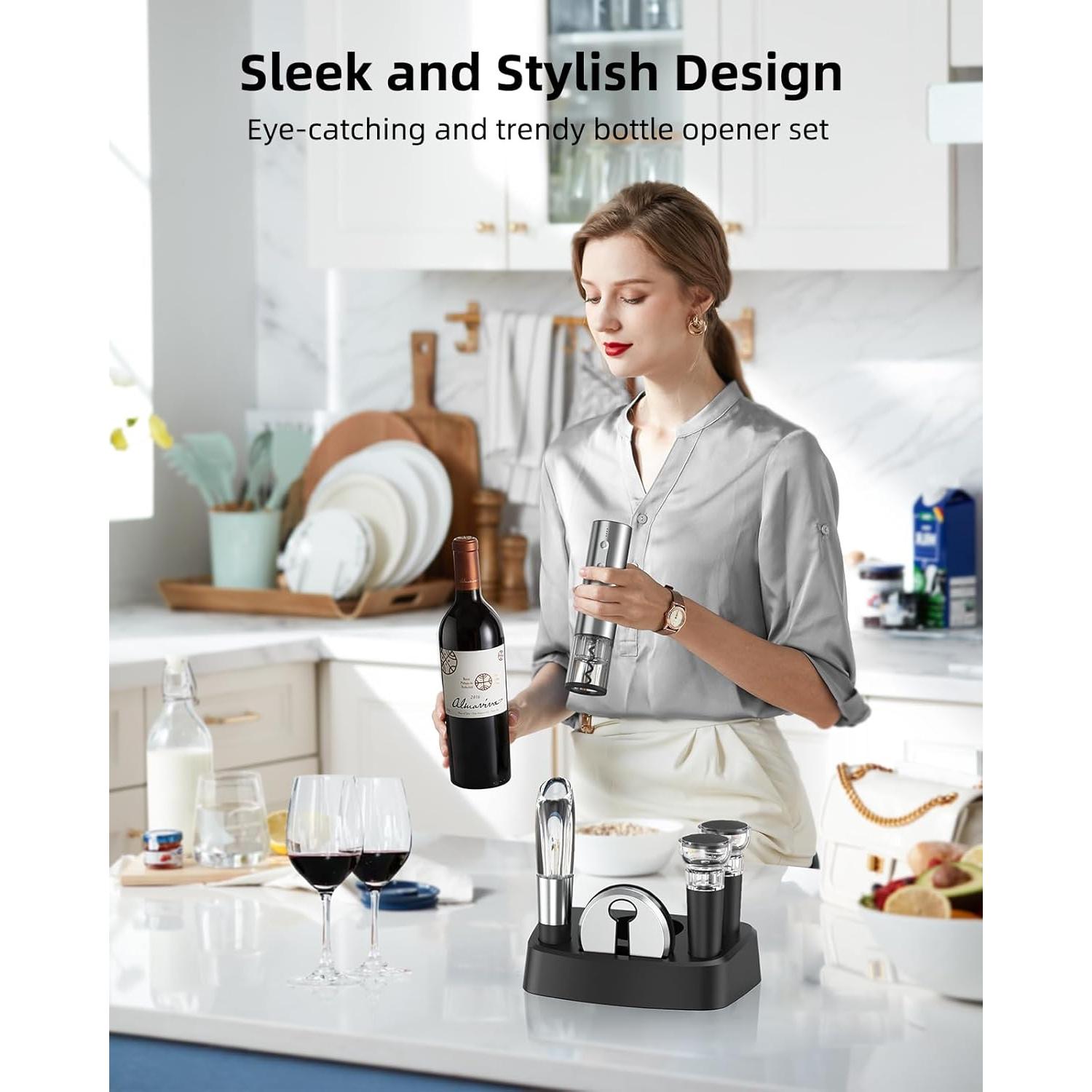Juego de Sacacorchos Eléctrico TOMEEM con Accesorios de Vino