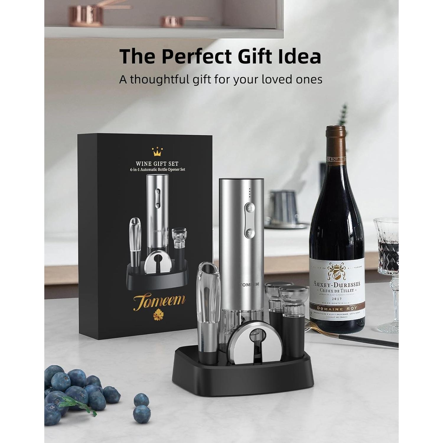 Juego de Sacacorchos Eléctrico TOMEEM con Accesorios de Vino