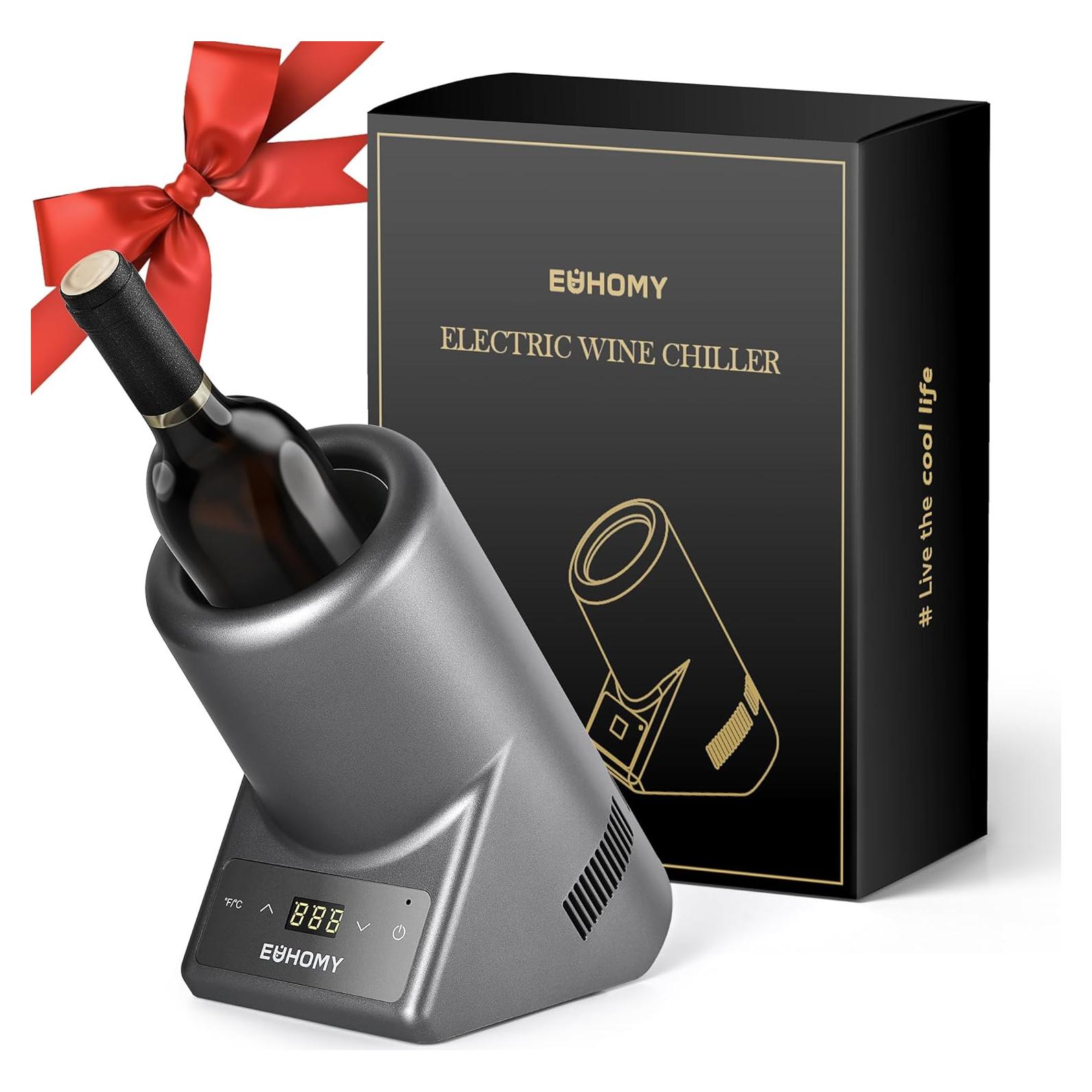 Enfriador de Vino Eléctrico EUHOMY 750ml Gris con Control Digital