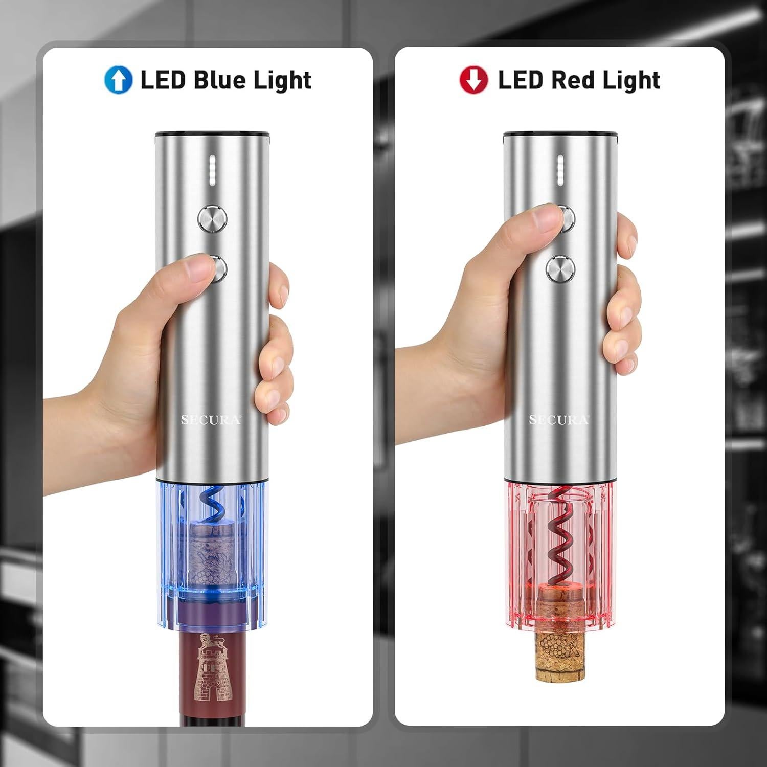 Abridor de Vino Eléctrico Secura Acero Inoxidable 366g