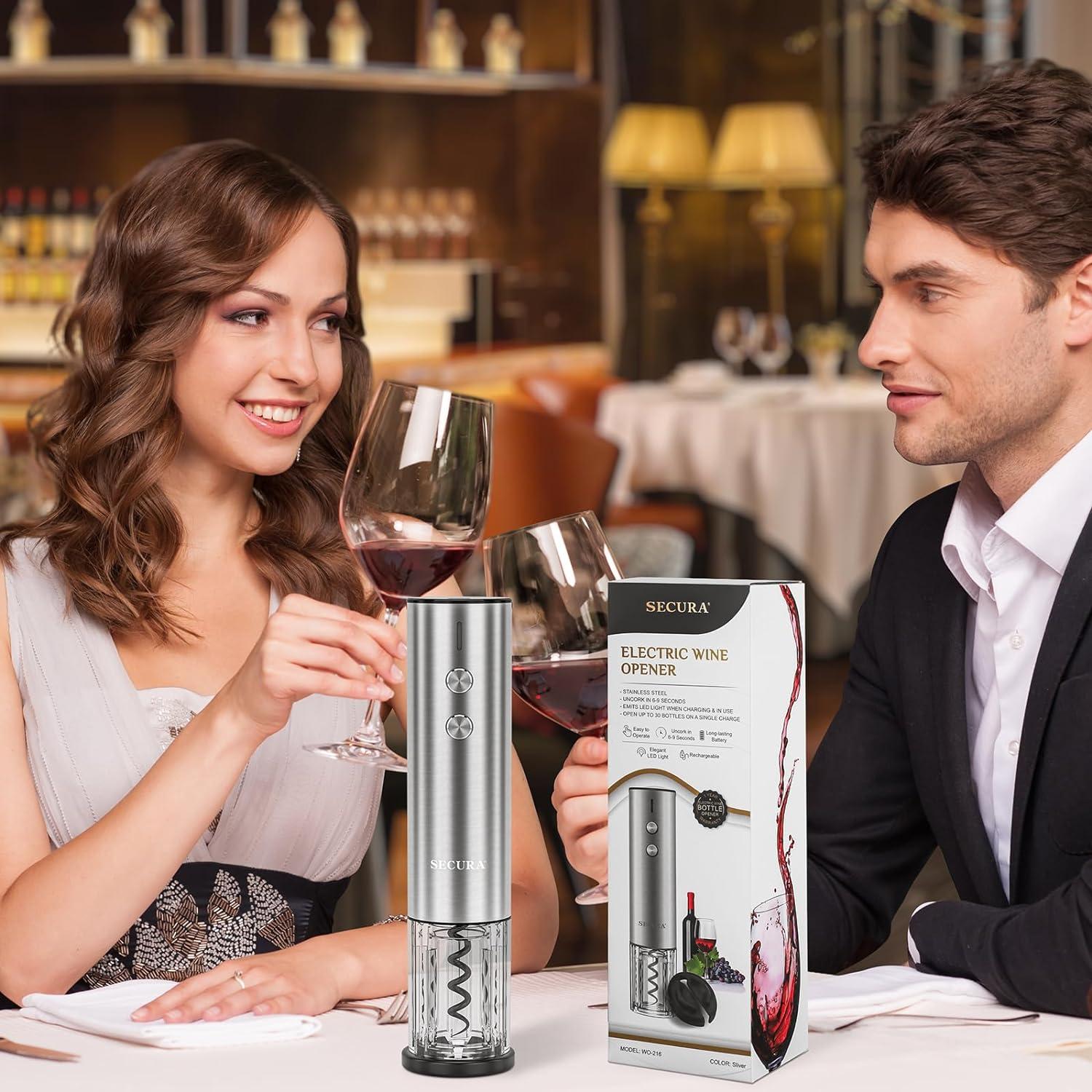 Abridor de Vino Eléctrico Secura Acero Inoxidable 366g