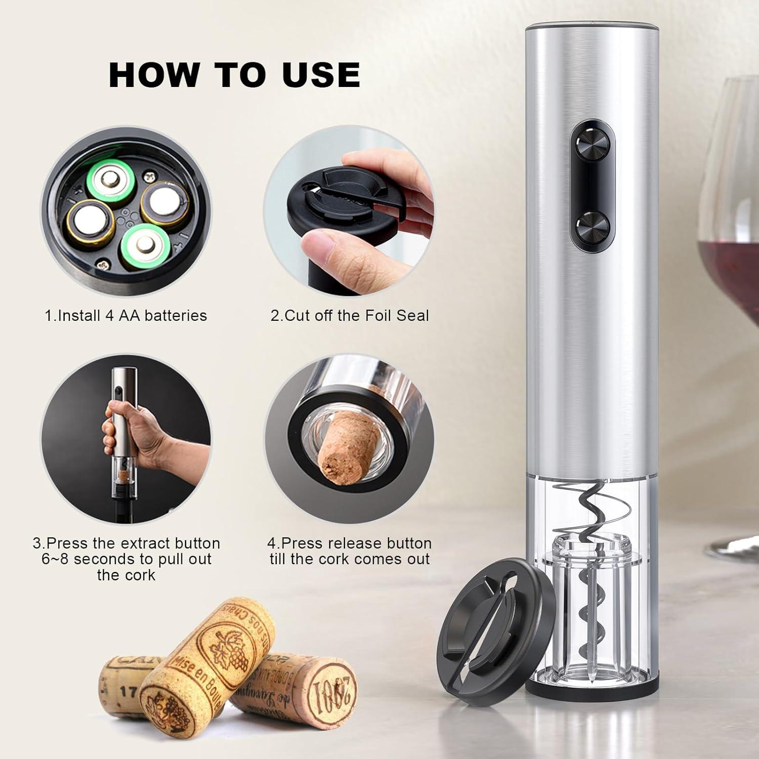 Abrebotellas Eléctrico COKUNST de Vino Acero Inoxidable