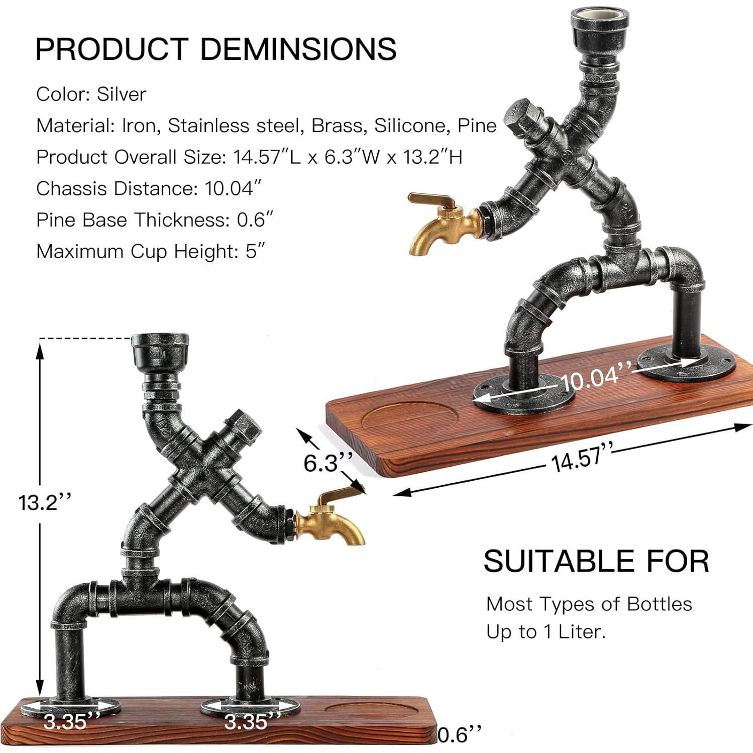Dispensador de Licor Steampunk Vida Brillante 1L Plata
