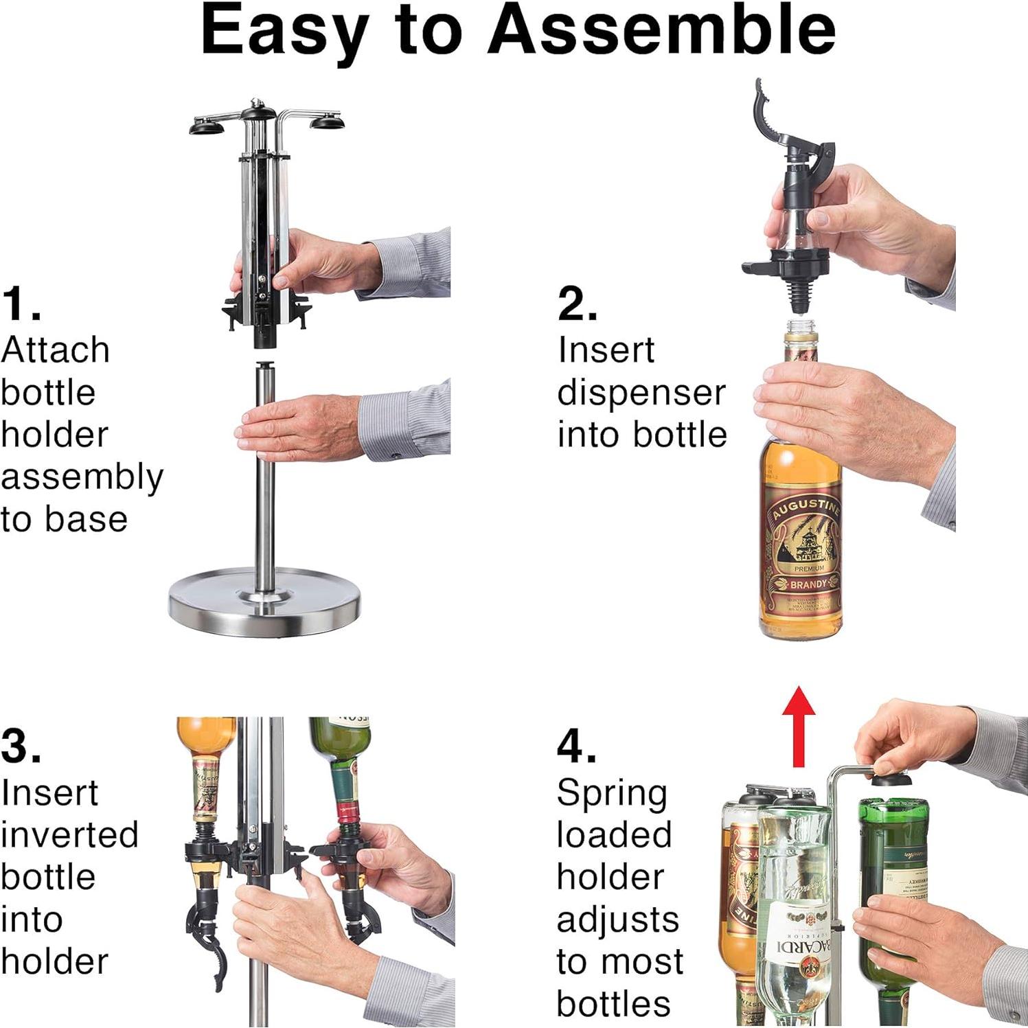 Dispensador de Licor Revolvente OGGI 3 Botellas Acero Inoxidable