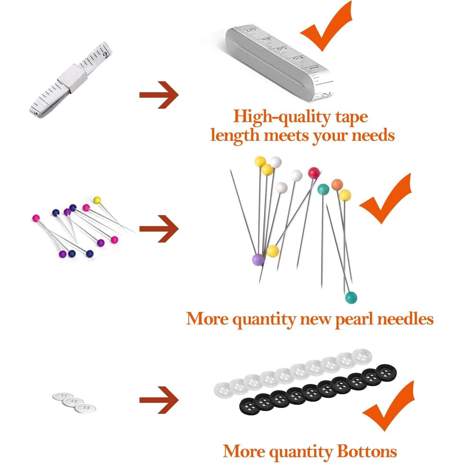 Kit de Costura Portátil con Accesorios Completo - Negro