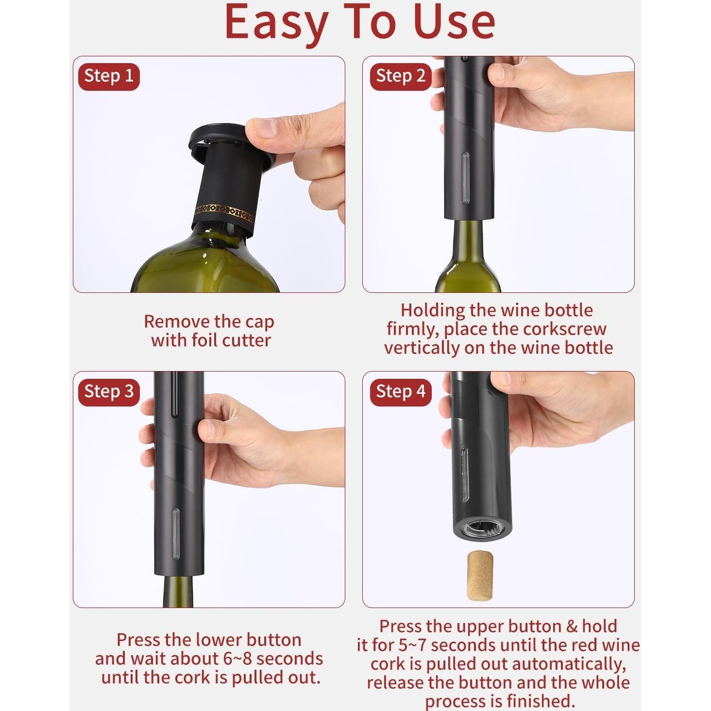 Abridor de Vino Eléctrico MAGDEN con Cortador de Aluminio