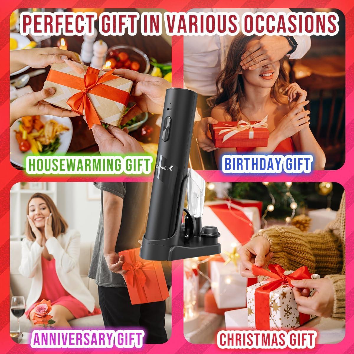 Abridor de Vino Eléctrico GenieX 6-en-1 con Base de Carga