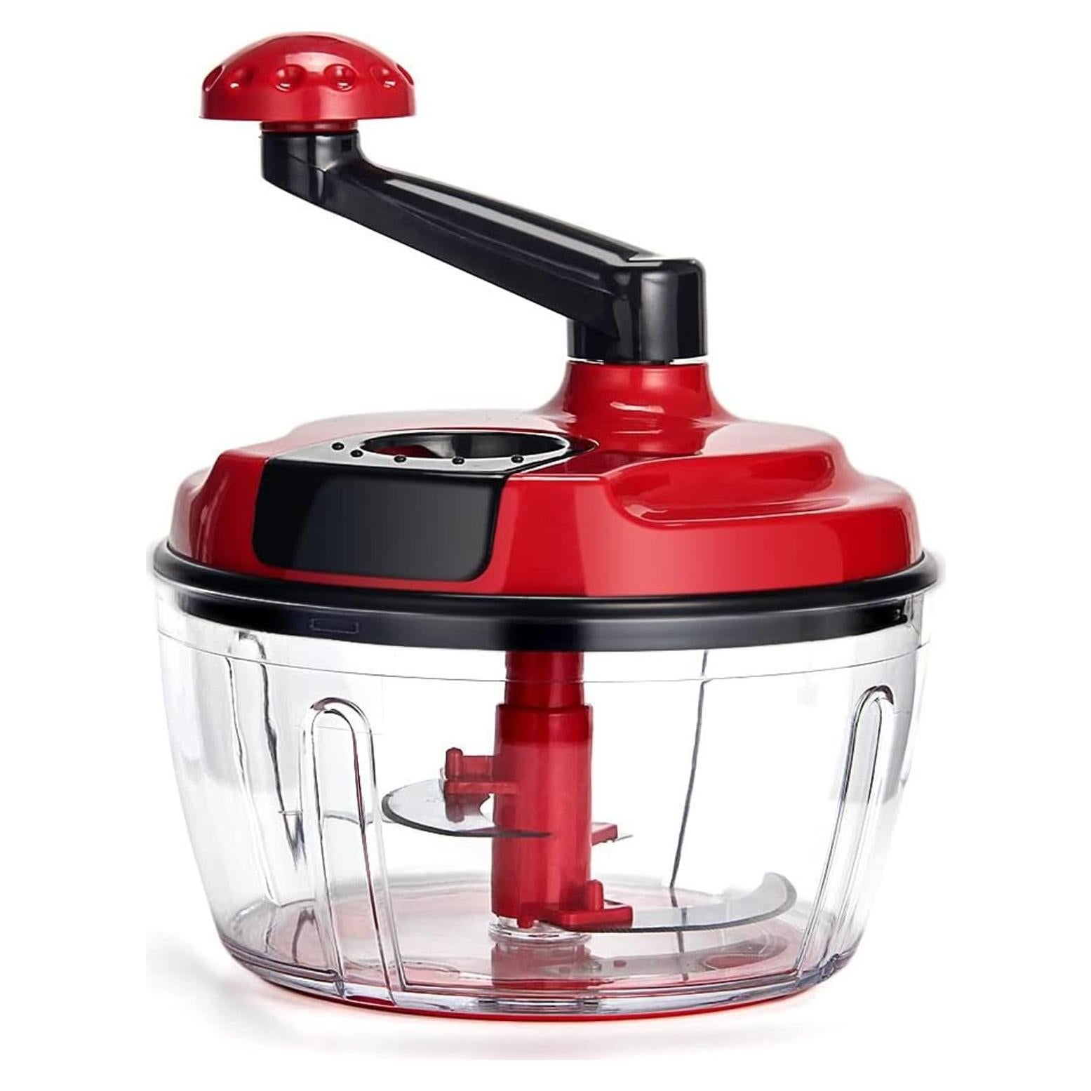 Multi-Functional Manual Food Processor,8 Cup Hand-powered Crank Chopper,Mincer Blender with Clear Container,for Vegetables Meat Fruits Nuts Herbs Onions