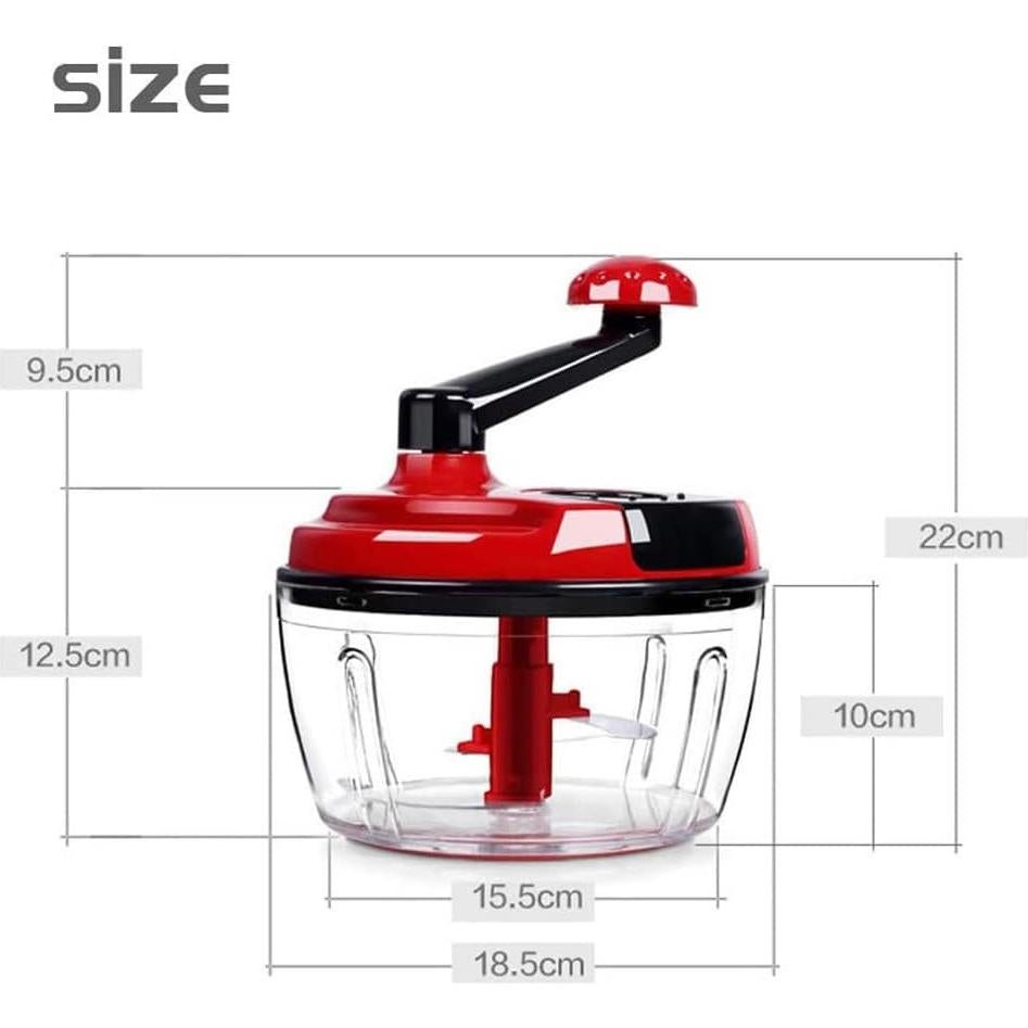 Multi-Functional Manual Food Processor,8 Cup Hand-powered Crank Chopper,Mincer Blender with Clear Container,for Vegetables Meat Fruits Nuts Herbs Onions