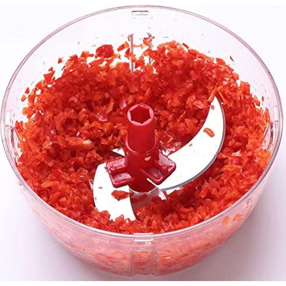 Multi-Functional Manual Food Processor,8 Cup Hand-powered Crank Chopper,Mincer Blender with Clear Container,for Vegetables Meat Fruits Nuts Herbs Onions