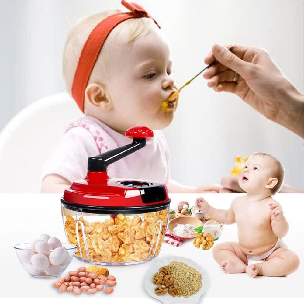 Multi-Functional Manual Food Processor,8 Cup Hand-powered Crank Chopper,Mincer Blender with Clear Container,for Vegetables Meat Fruits Nuts Herbs Onions