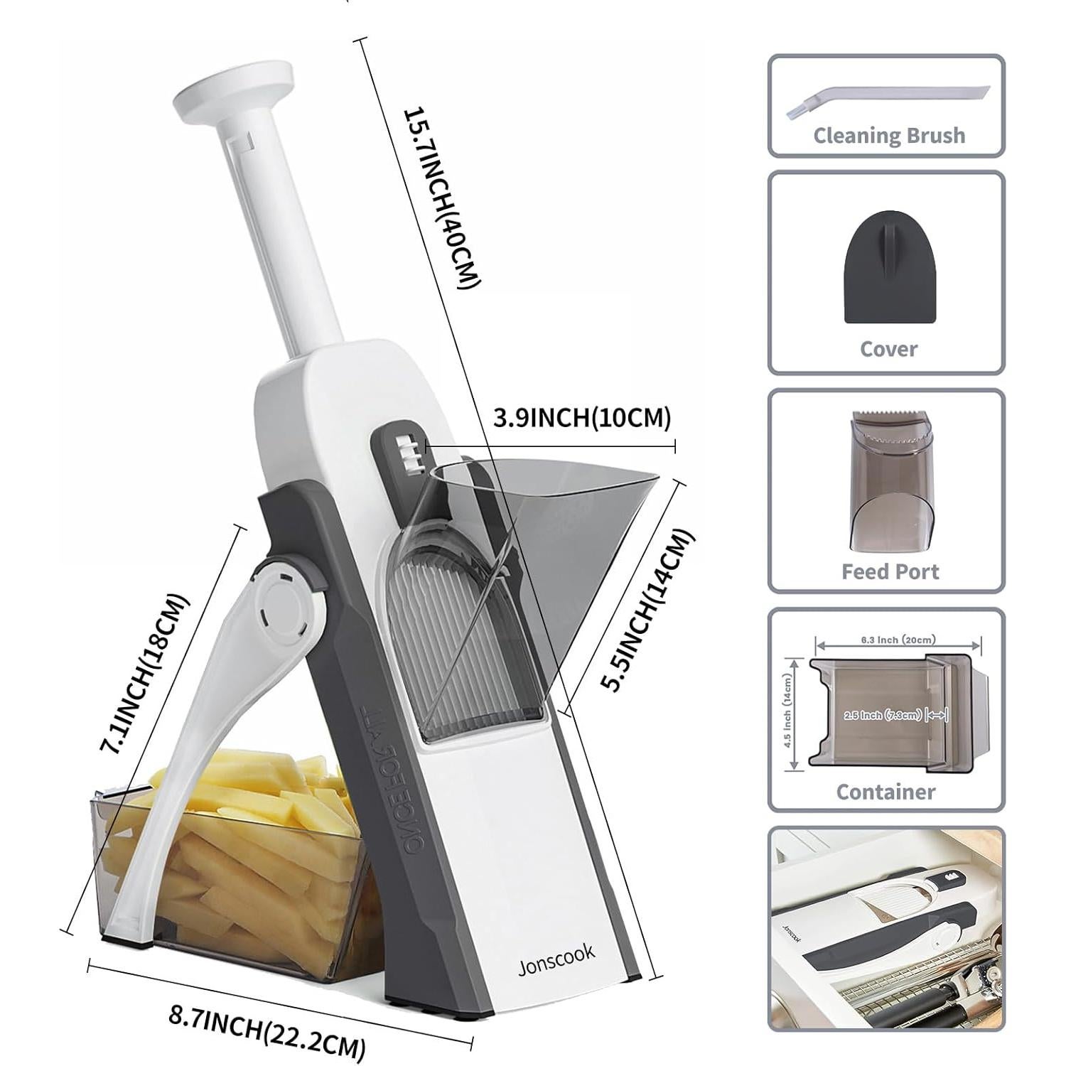 Cortador de Verduras Jonscook Multifuncional Gris 0-8mm