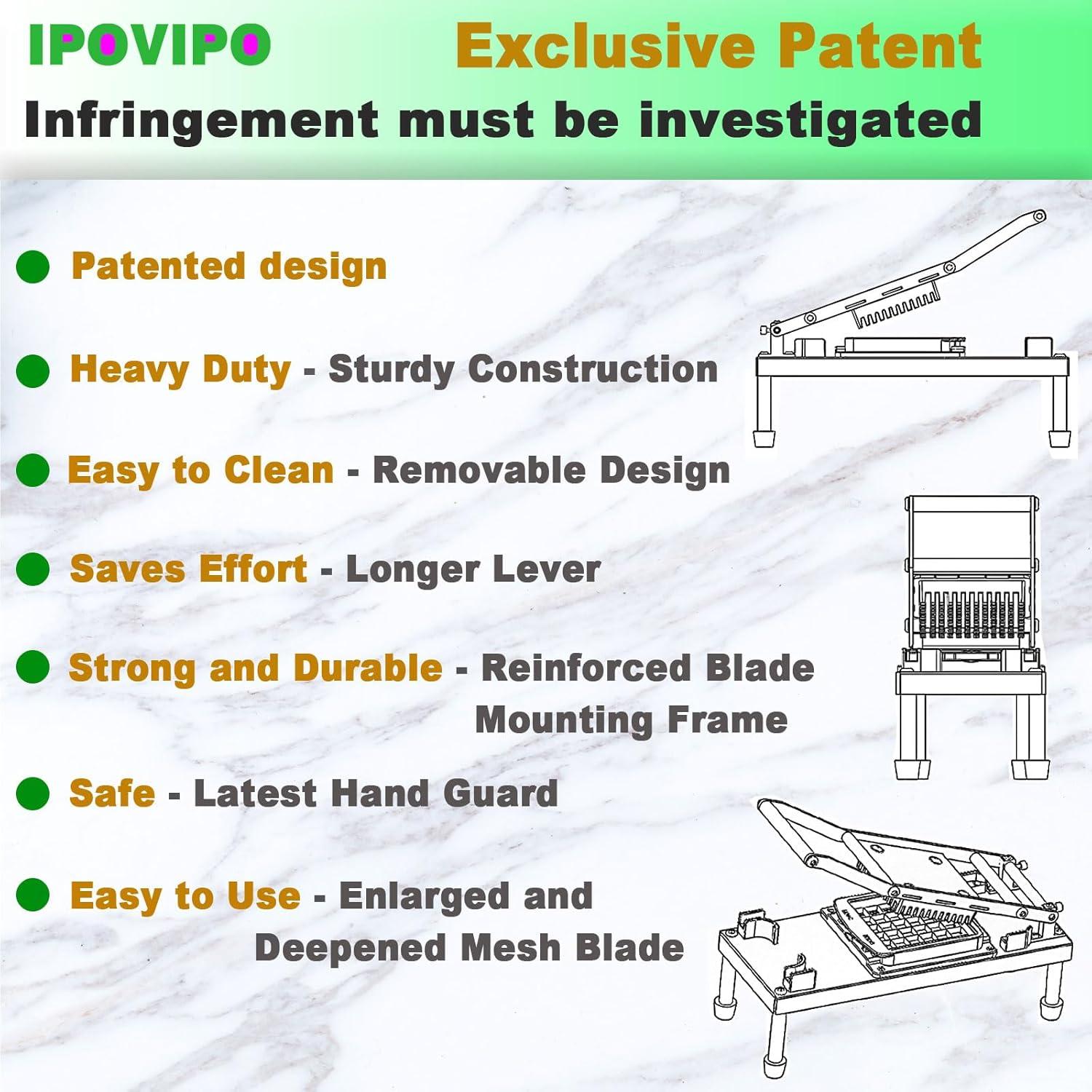 Picador de Verduras Manual IPOVIPO de Acero Inoxidable con 8 Cuchillas