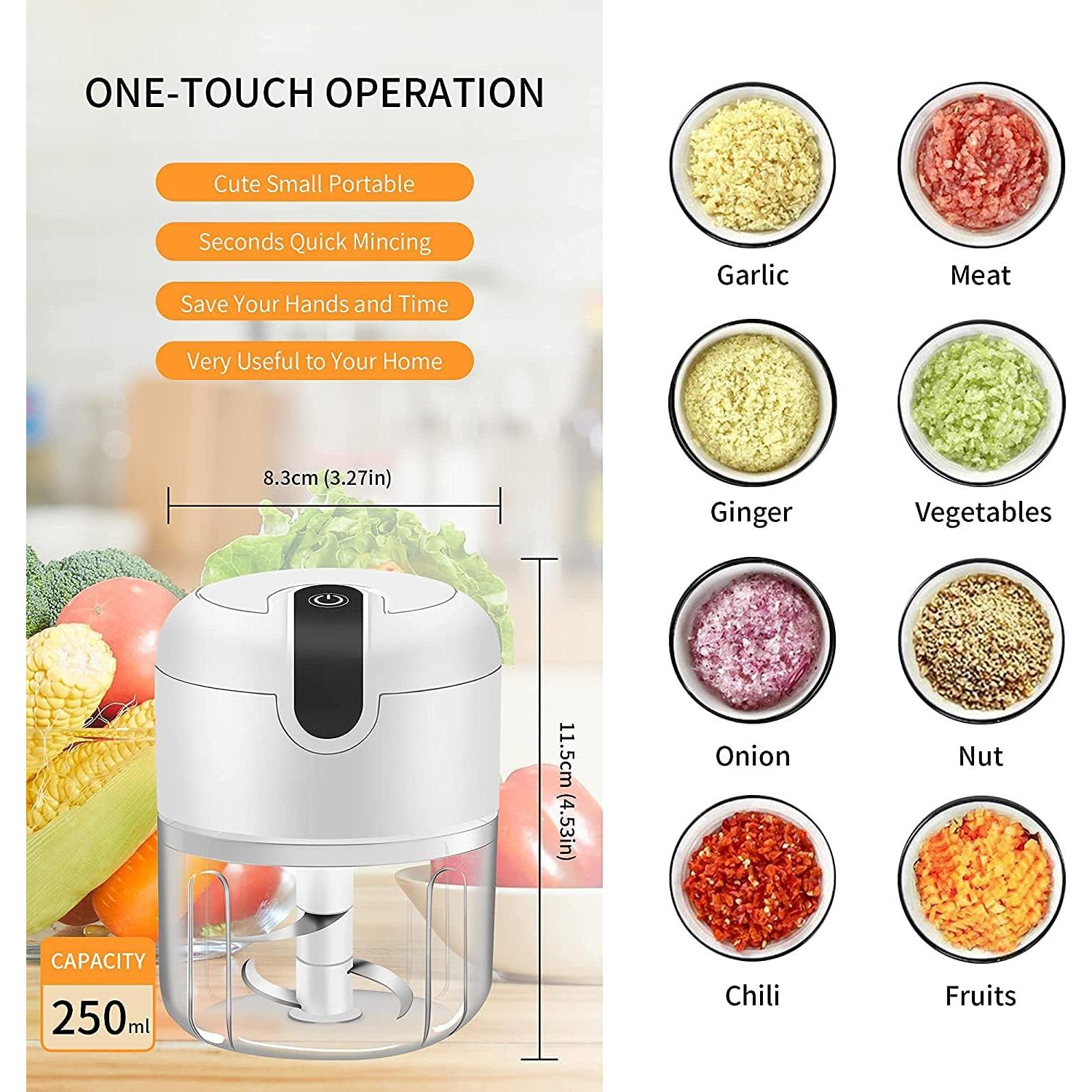 Mini Picador Eléctrico Vshinic 250ml Blanco USB Portátil