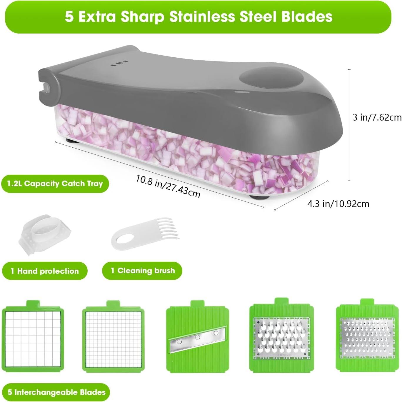 Picador de Verduras Multifuncional LHS 7 en 1 Gris