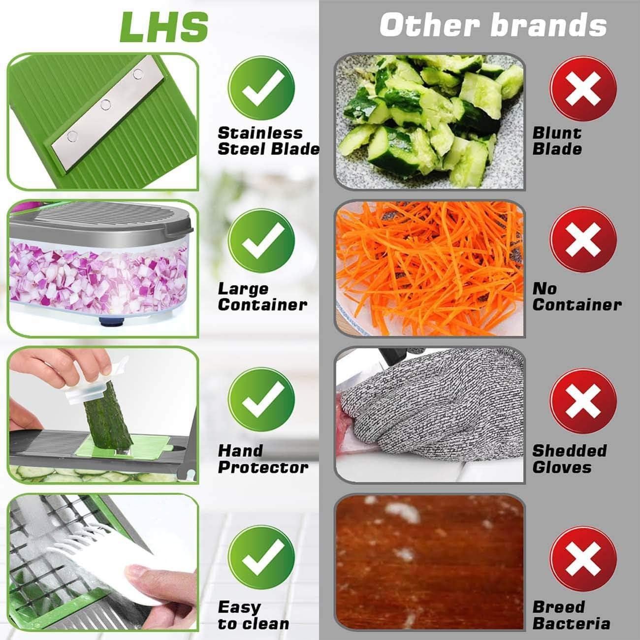 Picador de Verduras Multifuncional LHS 7 en 1 Gris