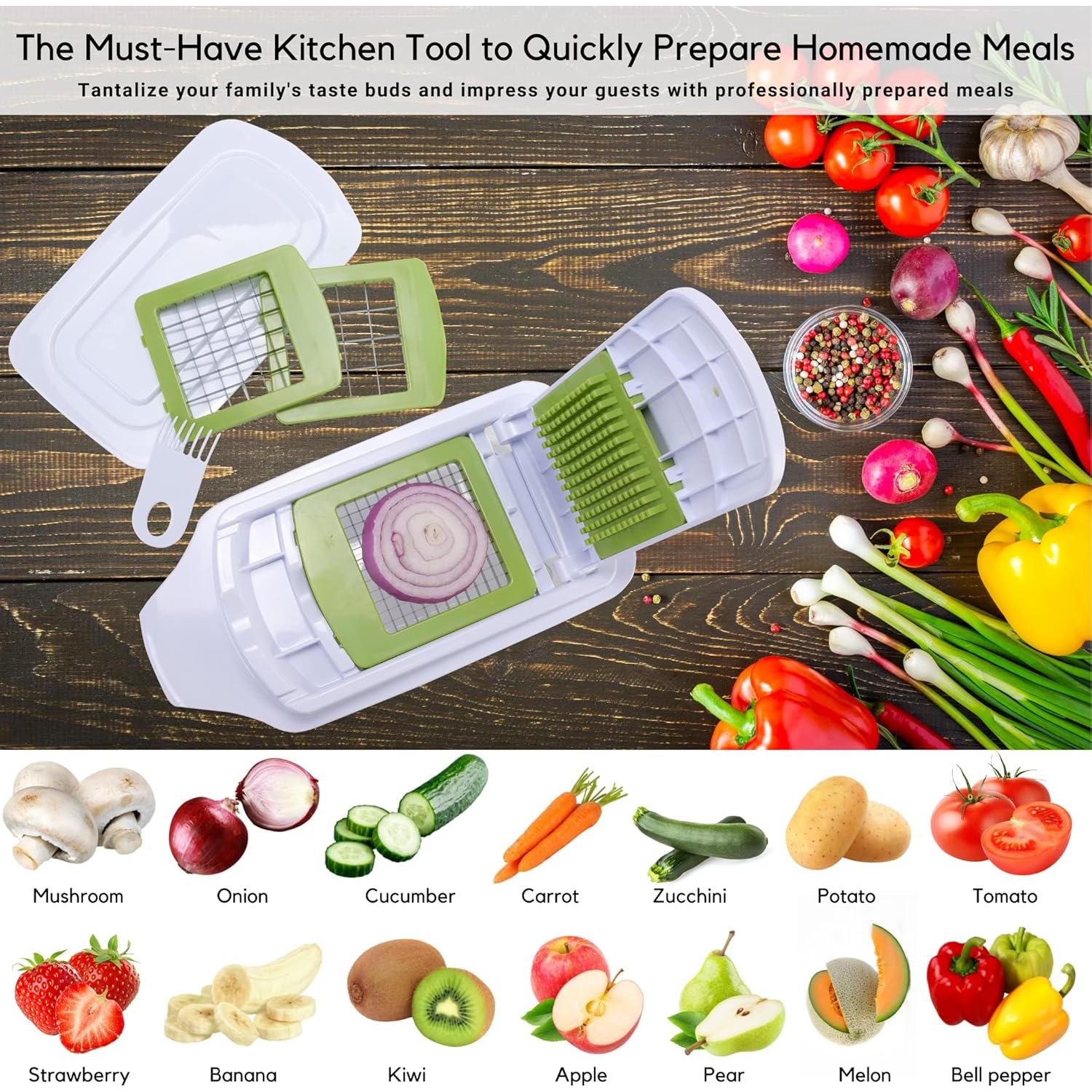 Picador de Alimentos Brieftons QuickPush 8 Tazas Acero Inoxidable