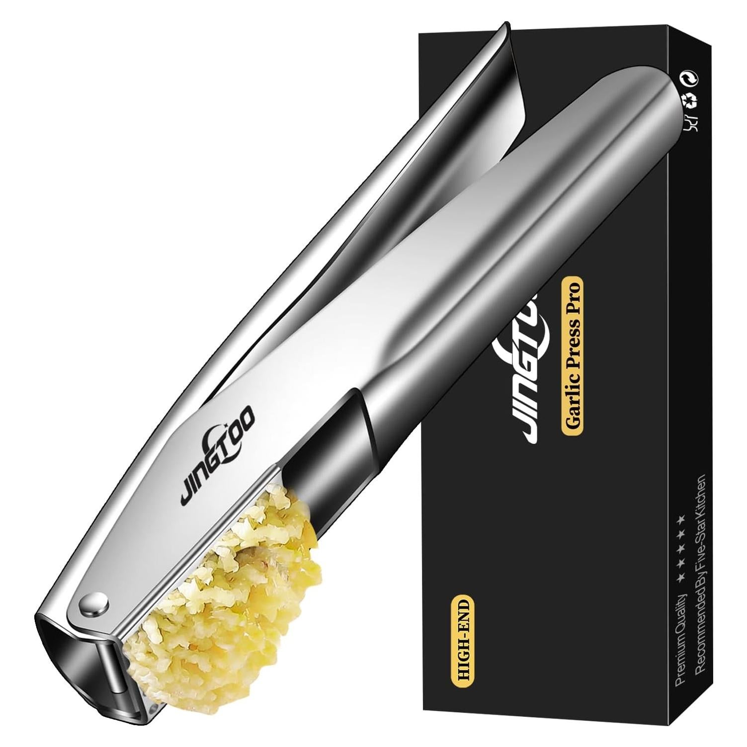 Prensa de Ajo JINGTOO Acero Inoxidable Ergonómica 18.5cm