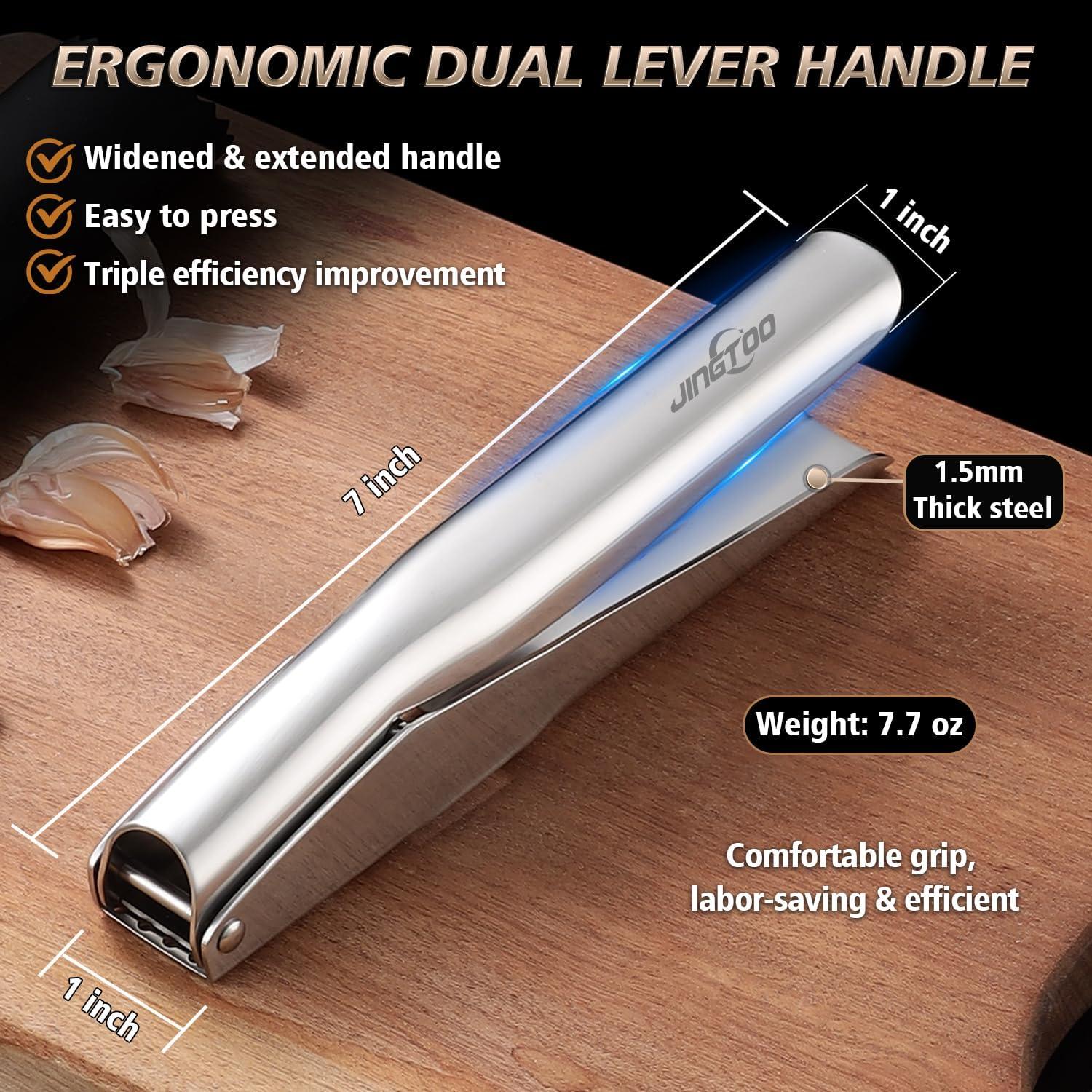 Prensa de Ajo JINGTOO Acero Inoxidable Ergonómica 18.5cm