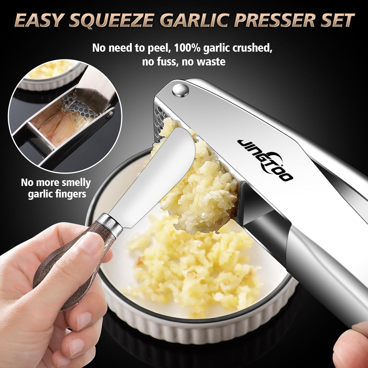 Prensa de Ajo JINGTOO Acero Inoxidable Ergonómica 18.5cm
