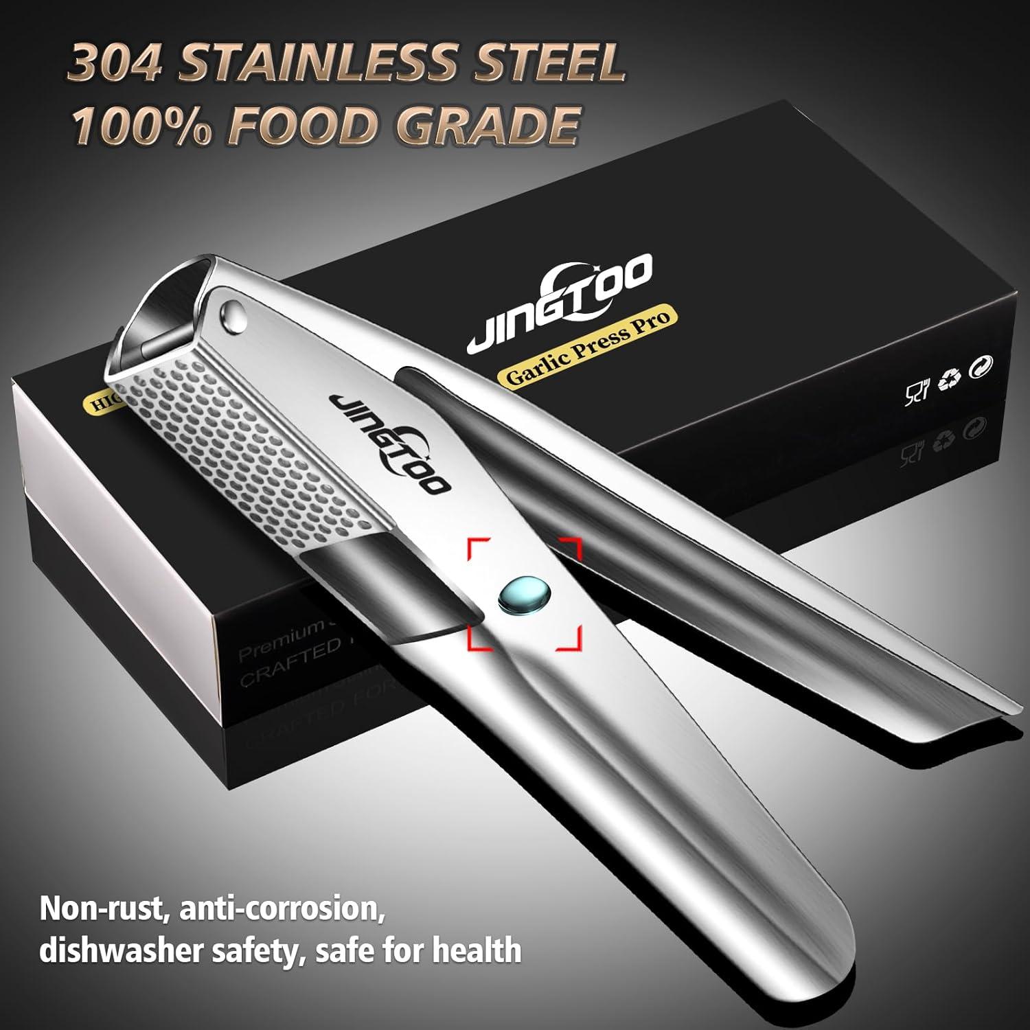 Prensa de Ajo JINGTOO Acero Inoxidable Ergonómica 18.5cm