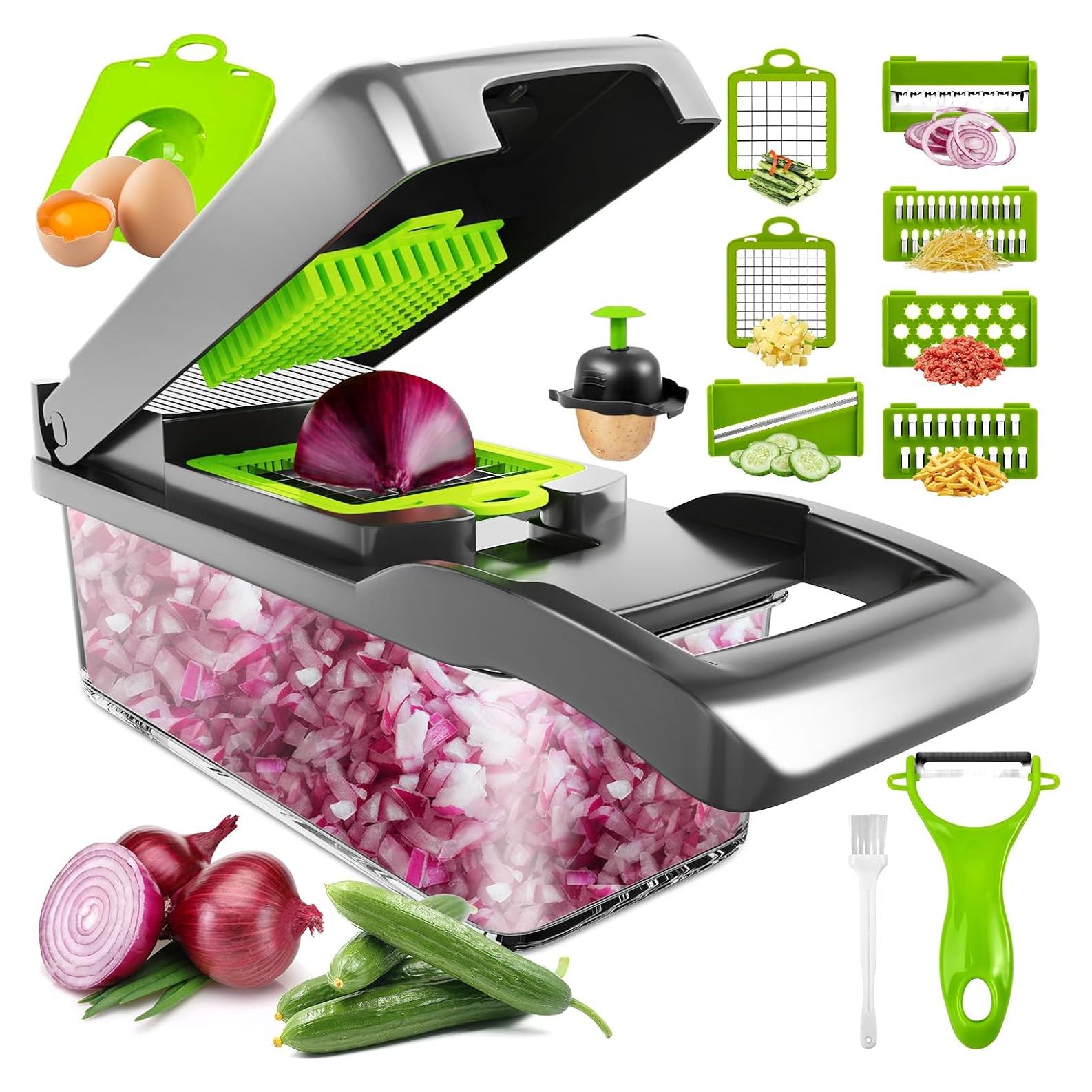 Cortador de Verduras Raipeu 14 en 1 Acero Inoxidable Gris