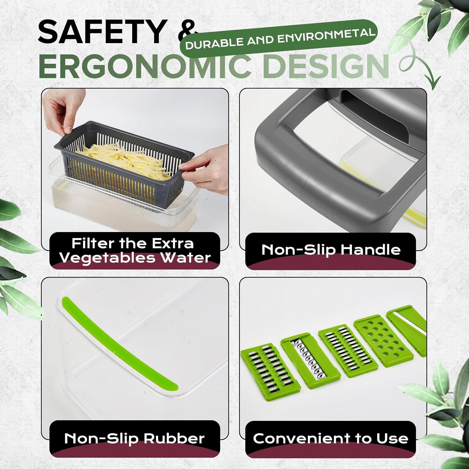 Cortador de Verduras Raipeu 14 en 1 Acero Inoxidable Gris