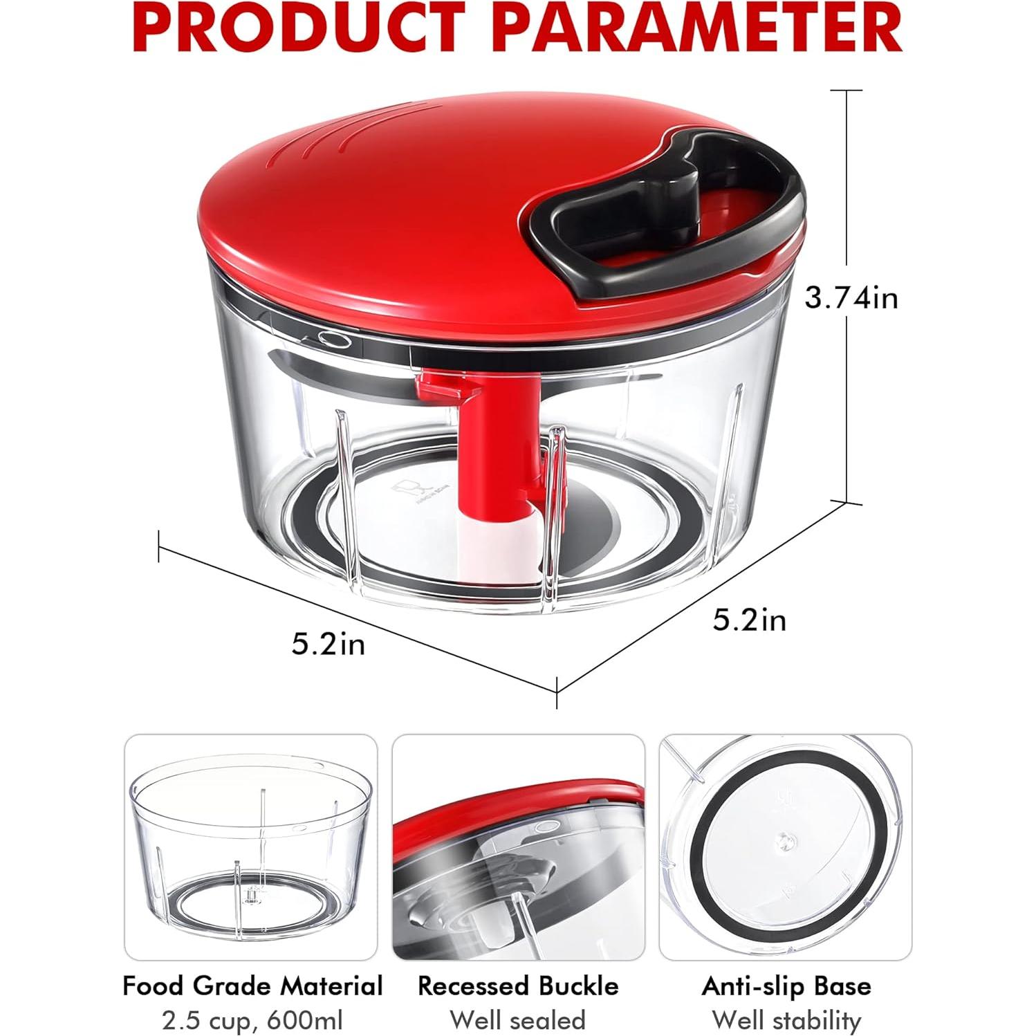 Picador de Alimentos Manual GDL 2.5 Tazas Acero Inoxidable