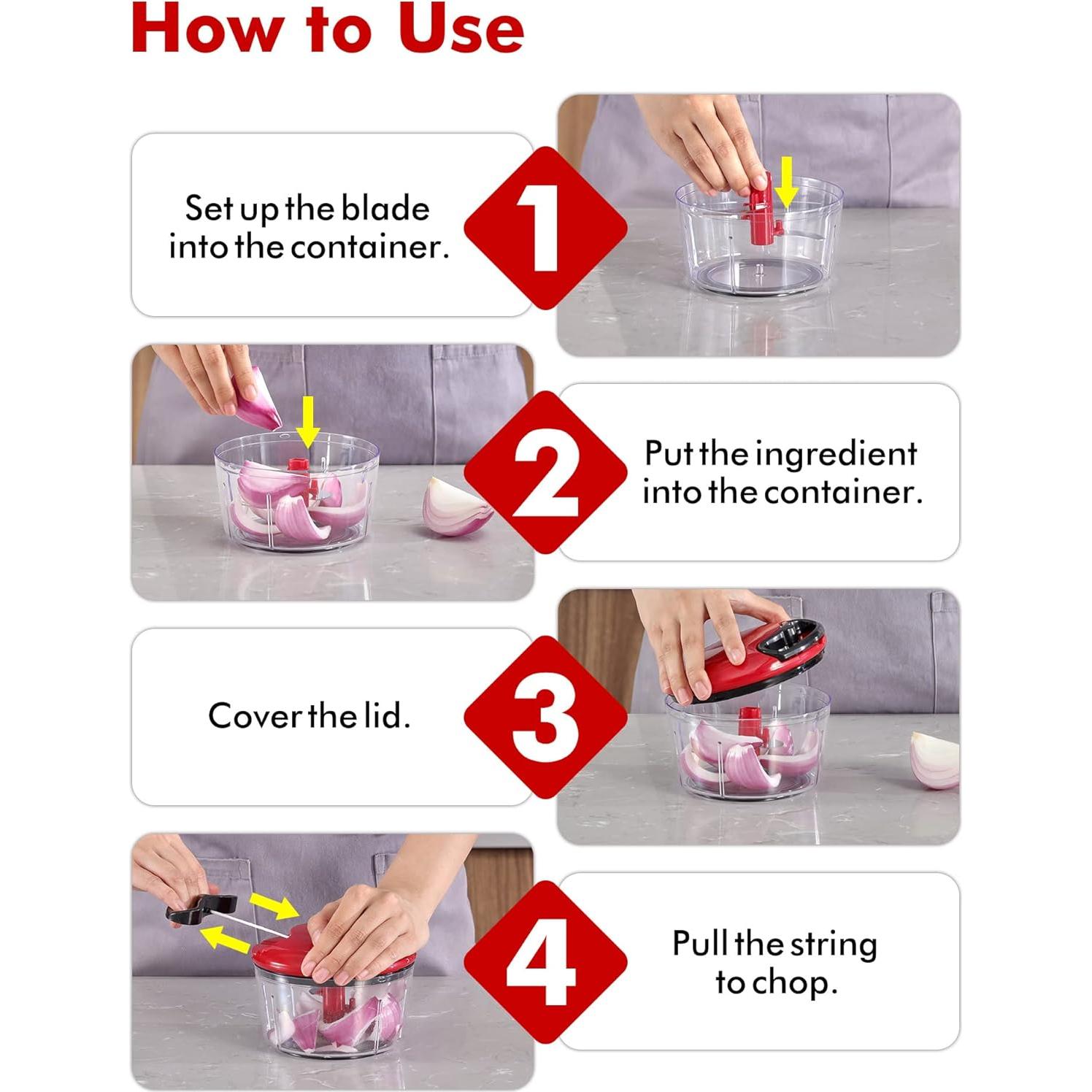 Picador de Alimentos Manual GDL 2.5 Tazas Acero Inoxidable