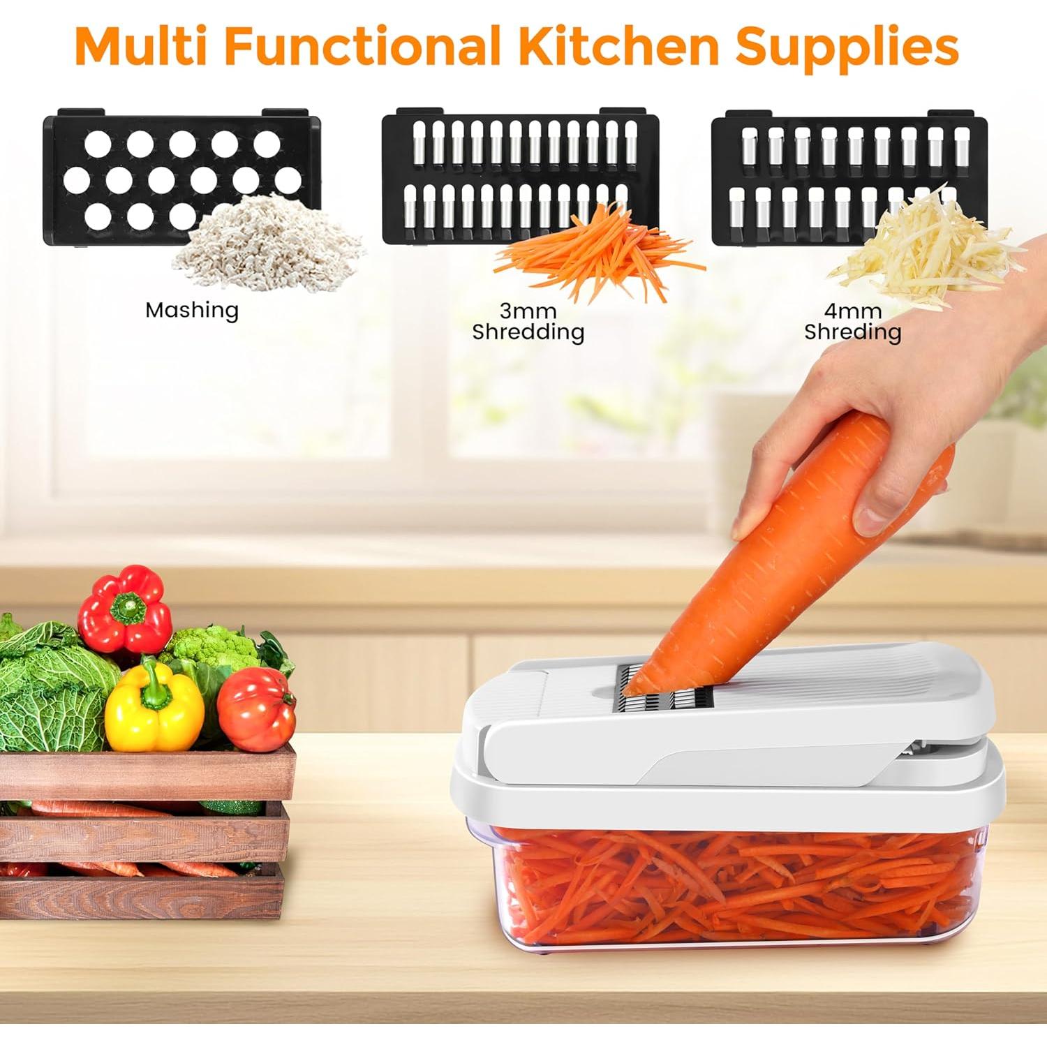 Picador de Verduras Yusshn 12-en-1 con 7 Cuchillas Inoxidable