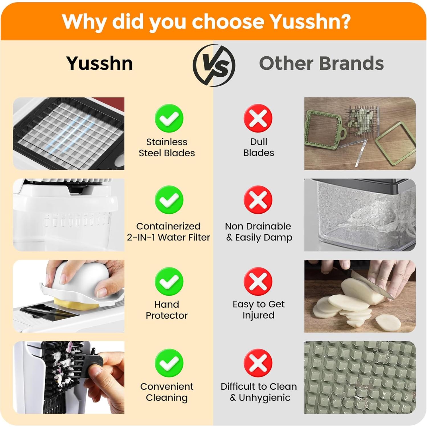 Picador de Verduras Yusshn 12-en-1 con 7 Cuchillas Inoxidable