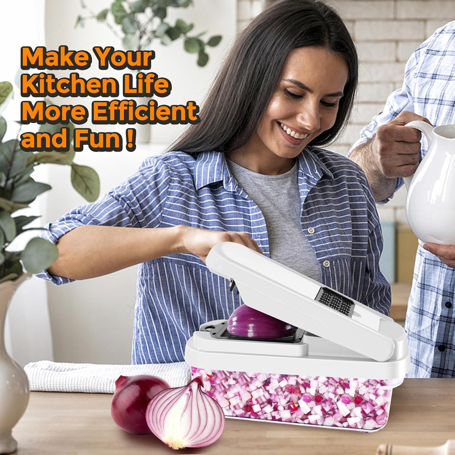 Picador de Verduras Yusshn 12-en-1 con 7 Cuchillas Inoxidable