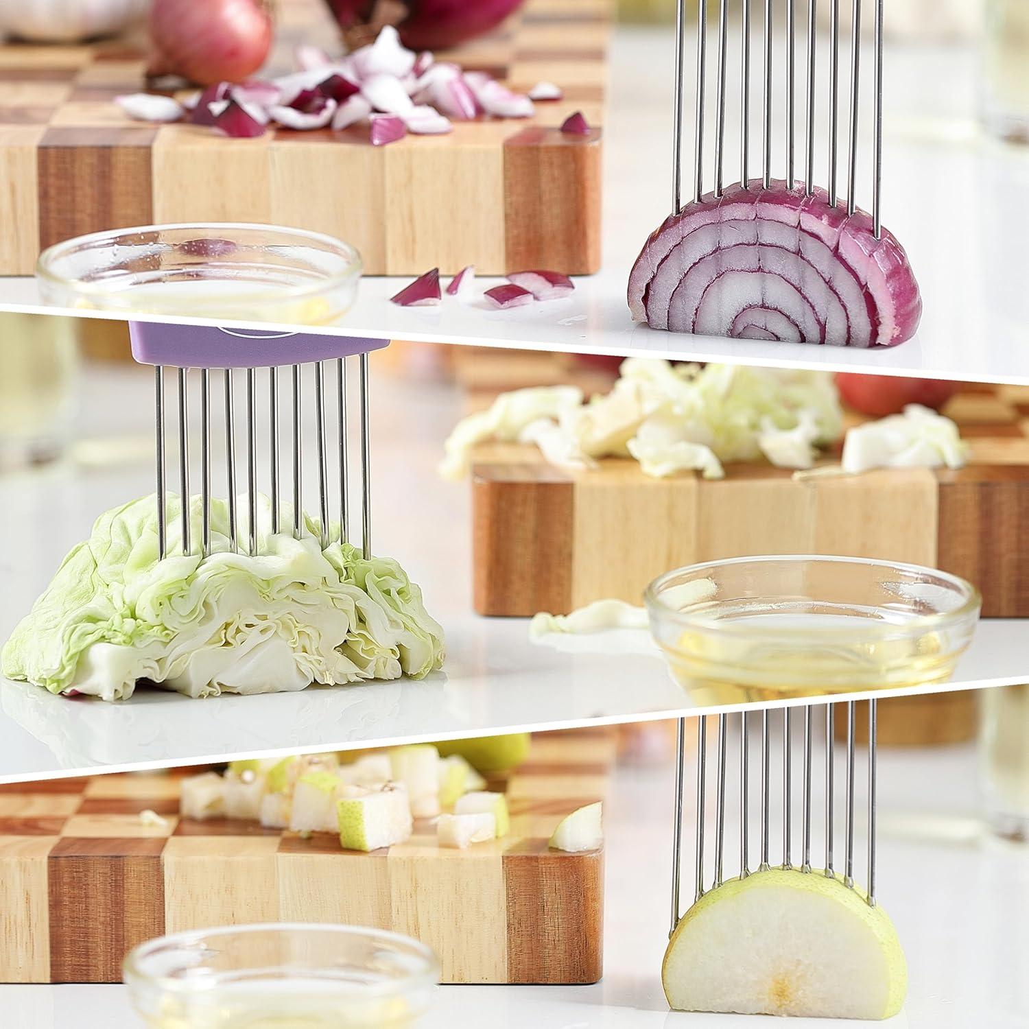 Cortador de Cebollas JJOO Acero Inoxidable 2PCS Apto Lavavajillas