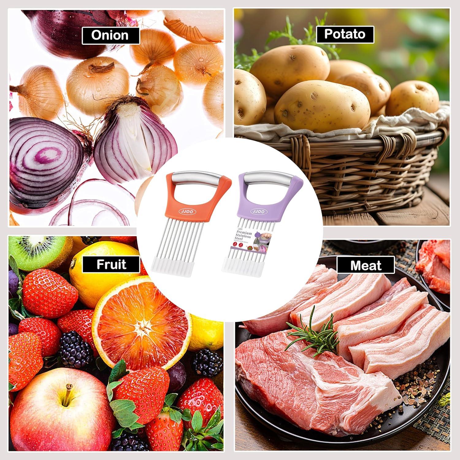 Cortador de Cebollas JJOO Acero Inoxidable 2PCS Apto Lavavajillas