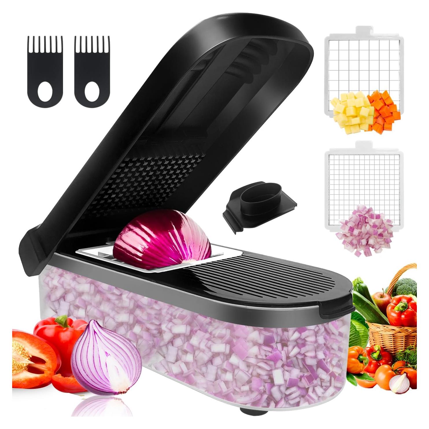 Picador de Alimentos LHS 4 en 1 Negro - Cortador de Verduras