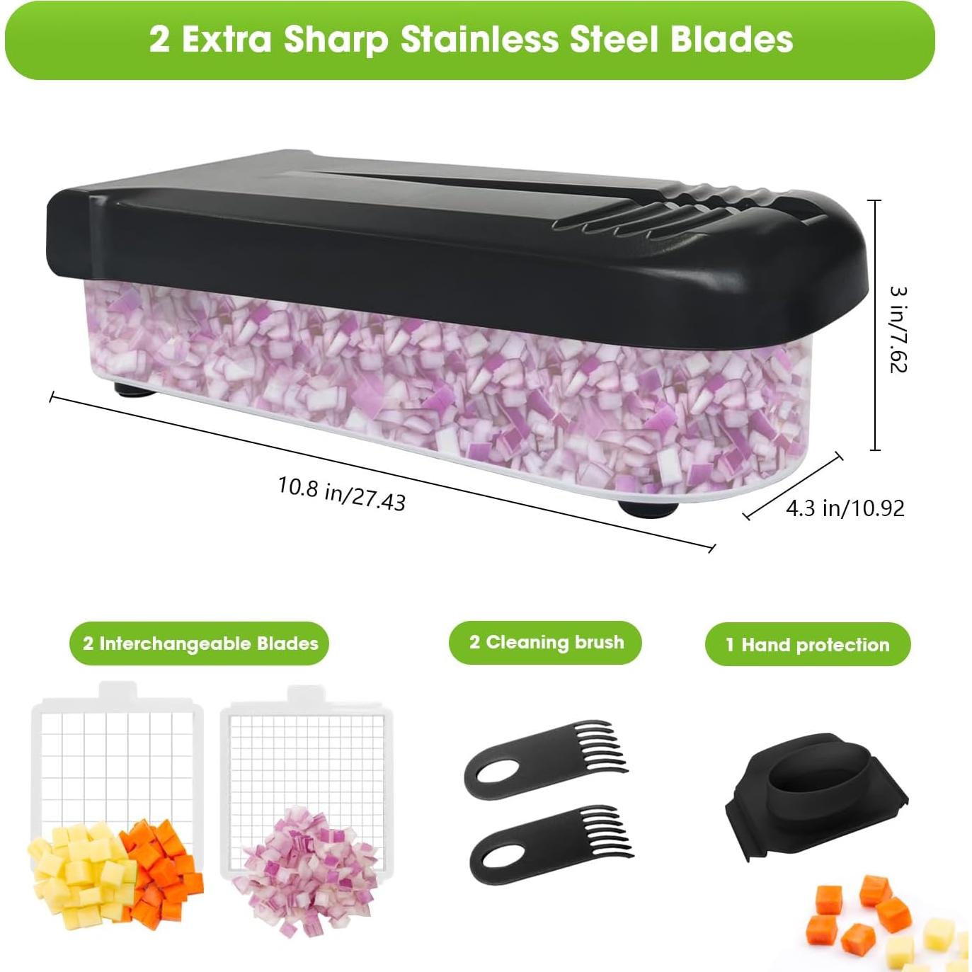 Picador de Alimentos LHS 4 en 1 Negro - Cortador de Verduras